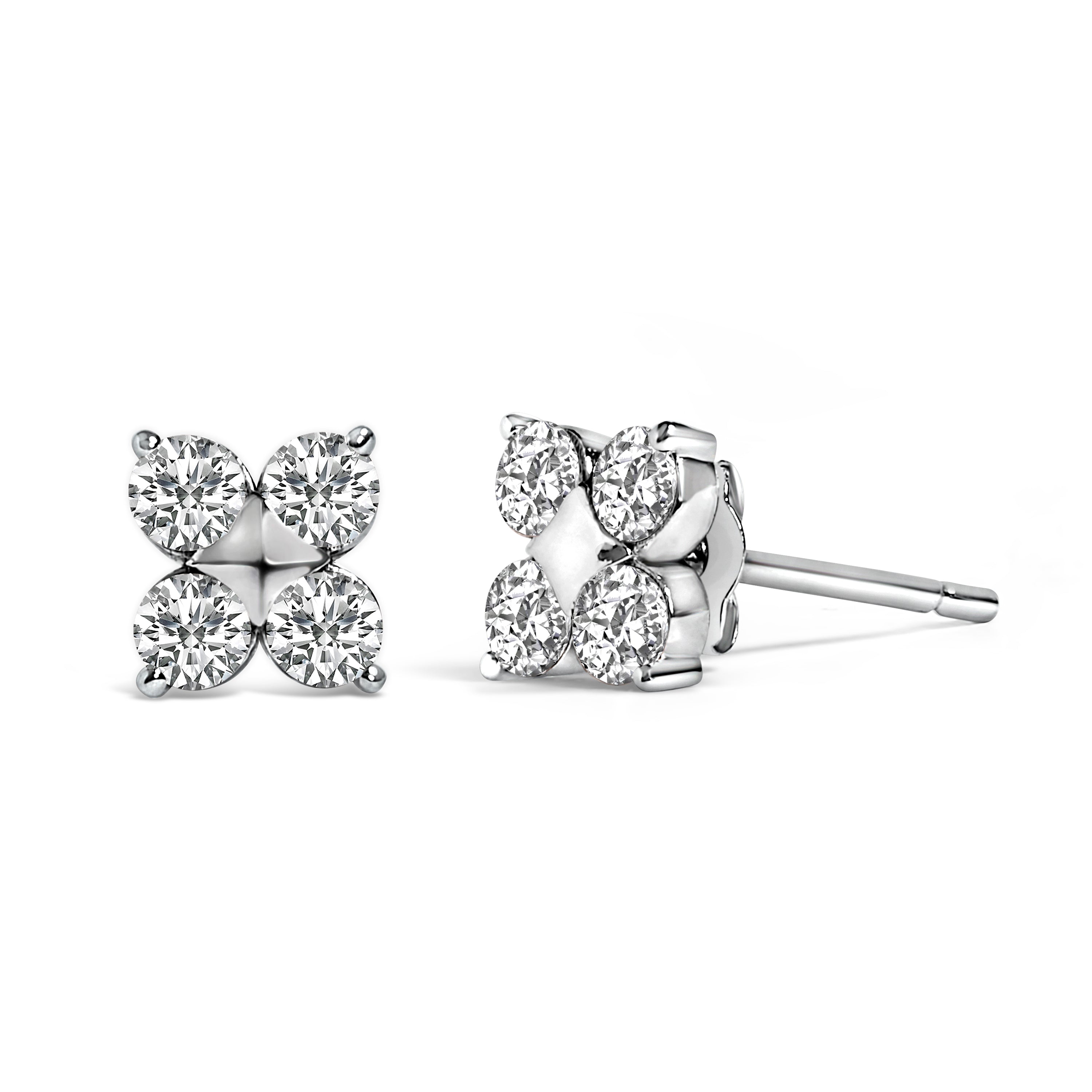 10K White Gold 1/2 Cttw Lab Grown Diamond Snowflake Stud Earrings on sale at MyriadMart