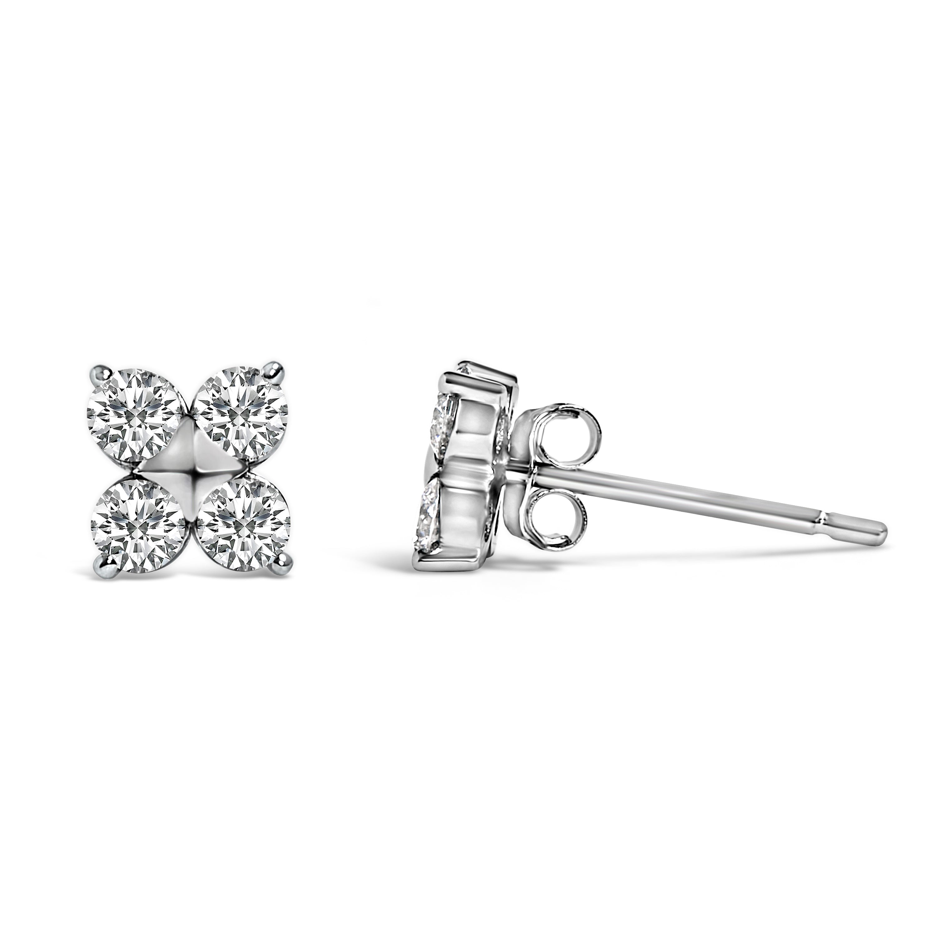 10K White Gold 1/2 Cttw Lab Grown Diamond Snowflake Stud Earrings on sale at MyriadMart