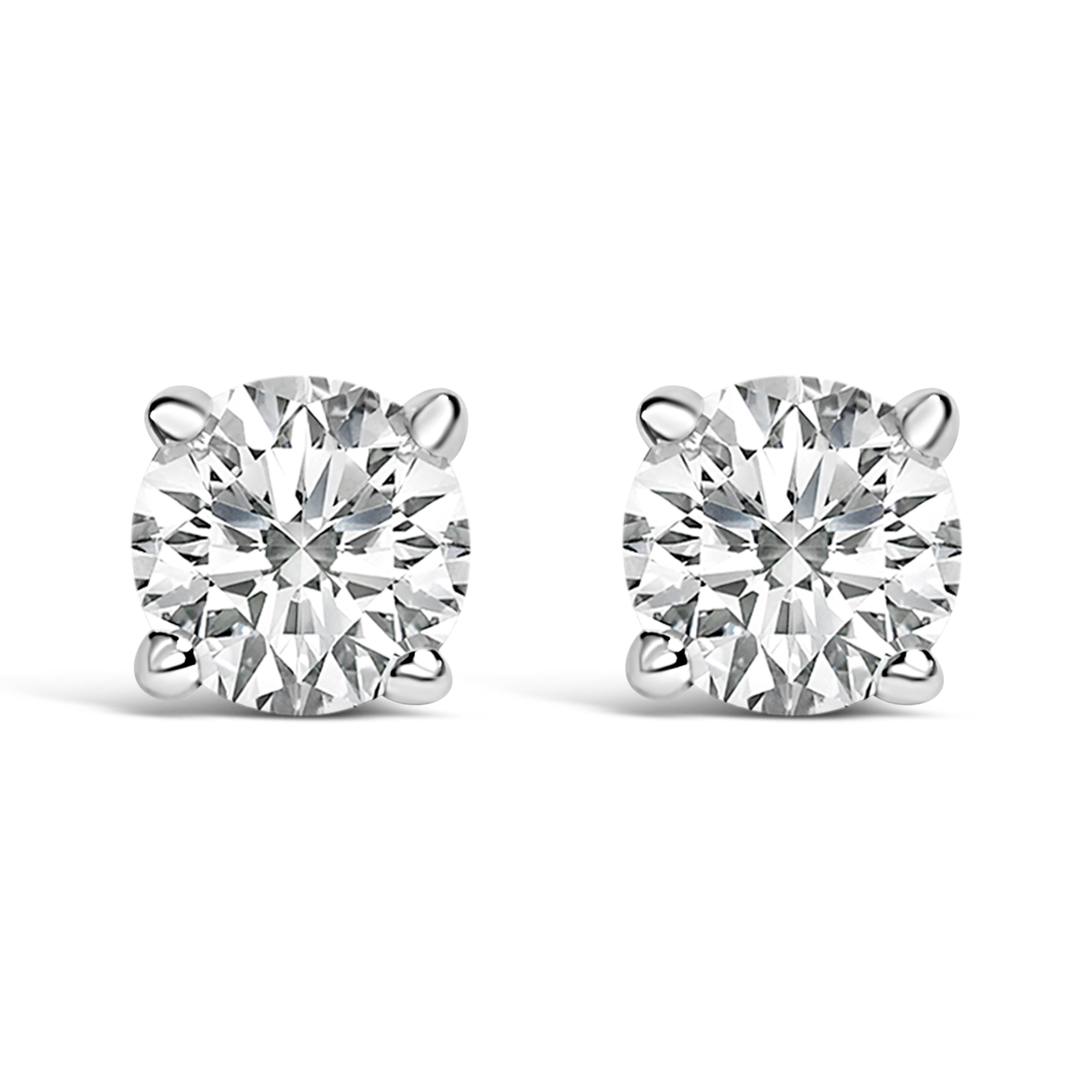14K White Gold 1/2 Cttw Lab Grown Diamond Solitaire Stud Earrings on sale at MyriadMart