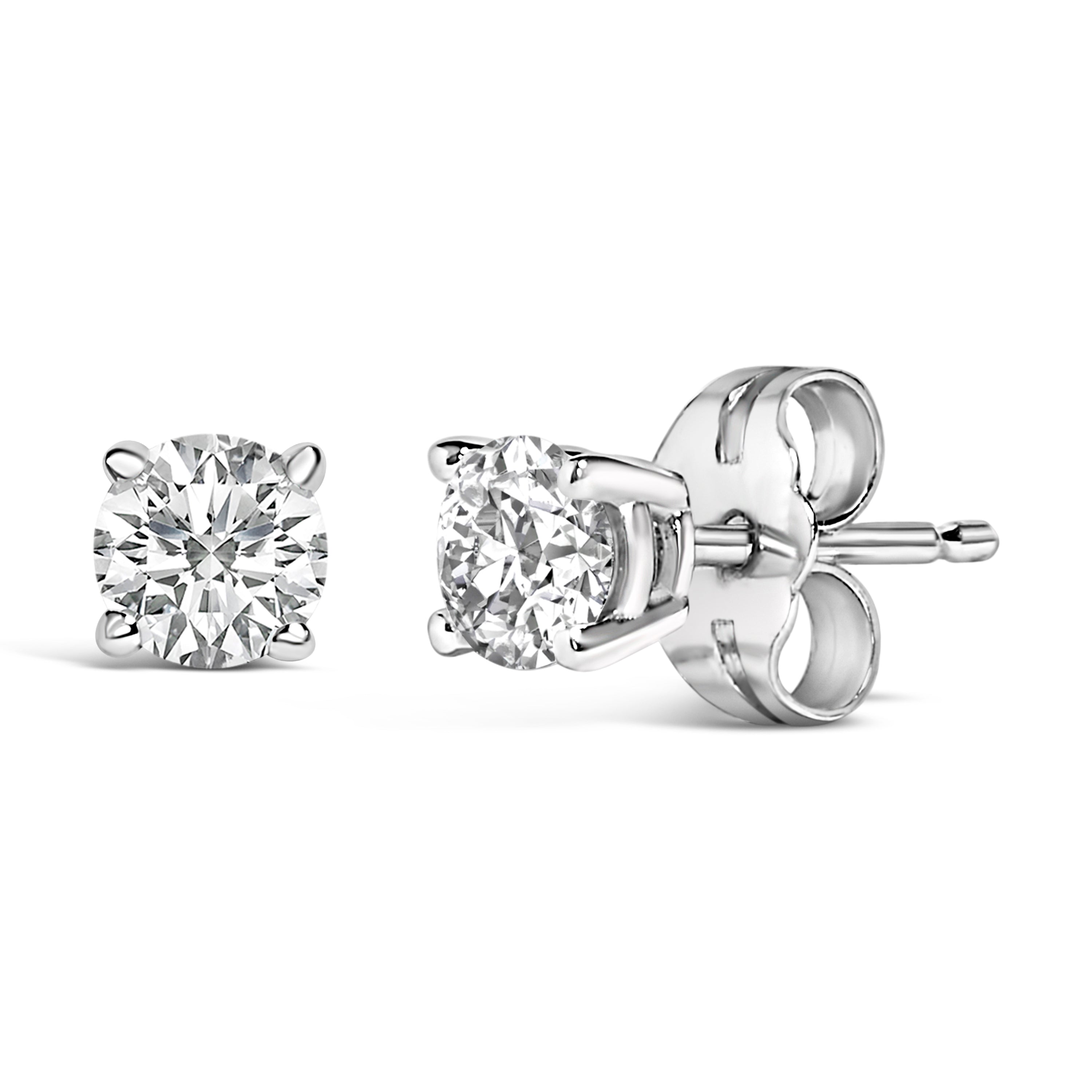 14K White Gold 1/2 Cttw Lab Grown Diamond Solitaire Stud Earrings on sale at MyriadMart