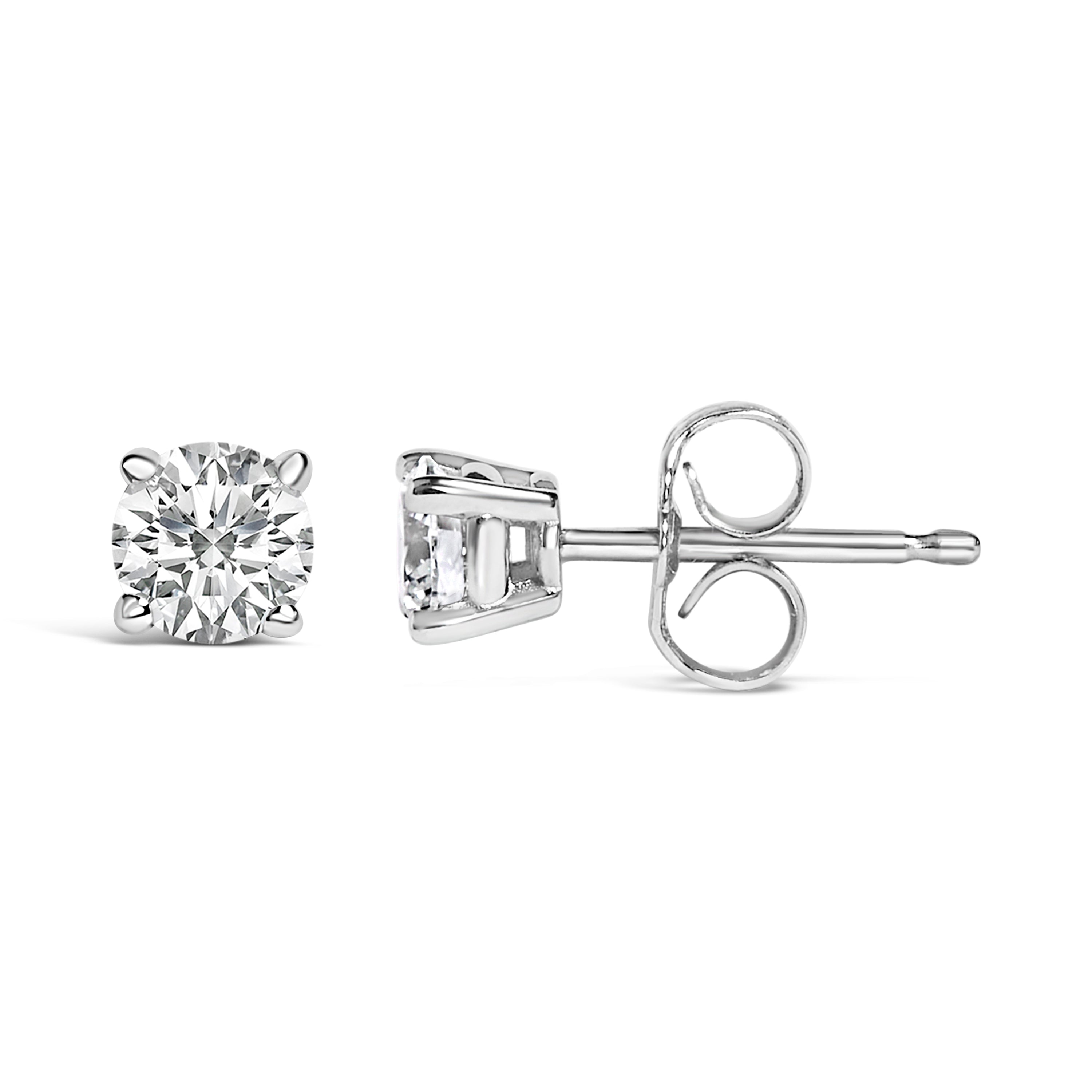 14K White Gold 1/2 Cttw Lab Grown Diamond Solitaire Stud Earrings on sale at MyriadMart