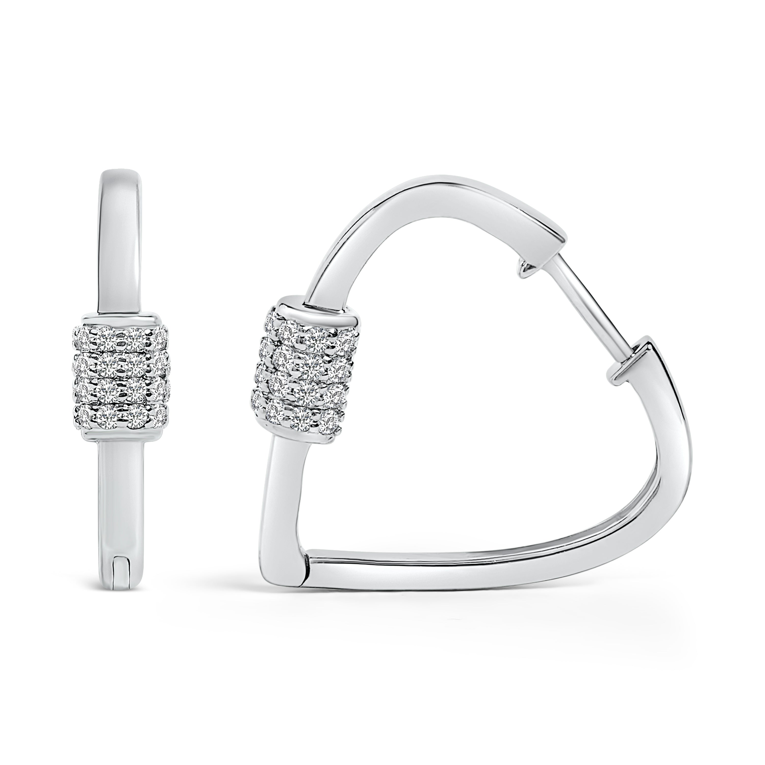 10K White Gold 3/8 Cttw Lab Grown Diamond Heart Shaped Huggie Hoop Earrings on sale at MyriadMart