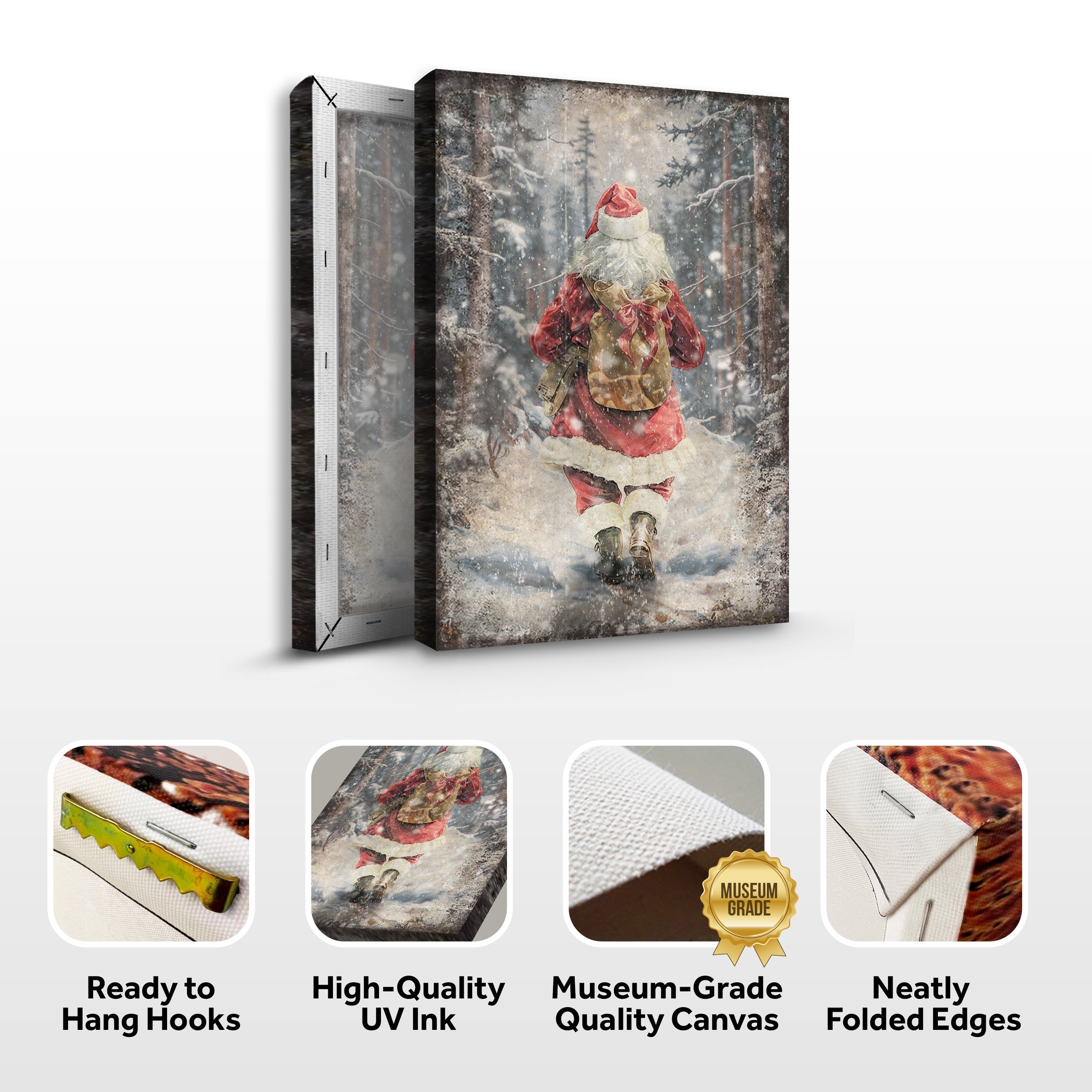 Vintage Santa Claus in Winter Forest Christmas Wall Art II on sale at MyriadMart