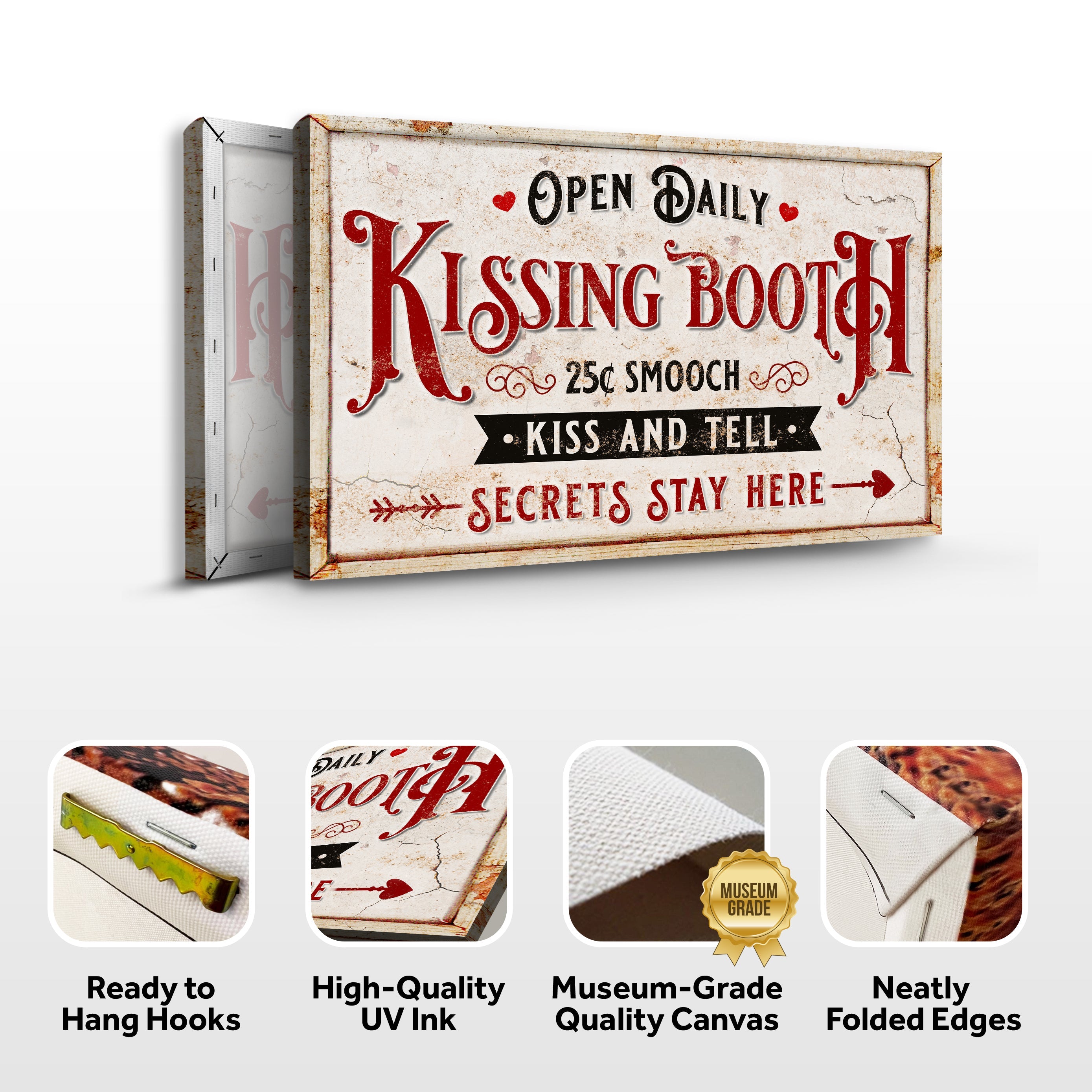 Vintage Rustic Kissing Booth Sign IV on sale at MyriadMart