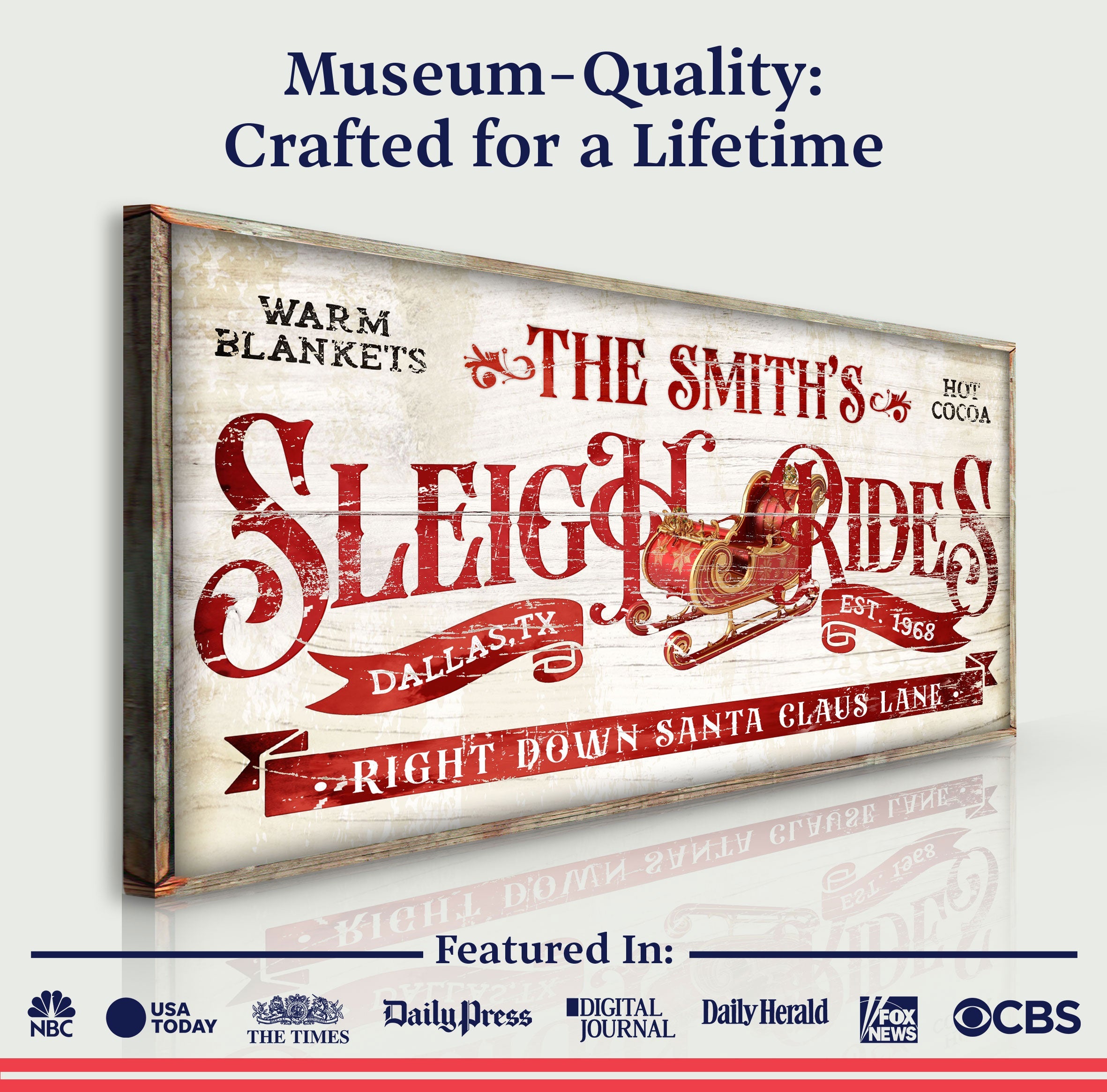 Sleigh Rides Christmas Sign III on sale at MyriadMart