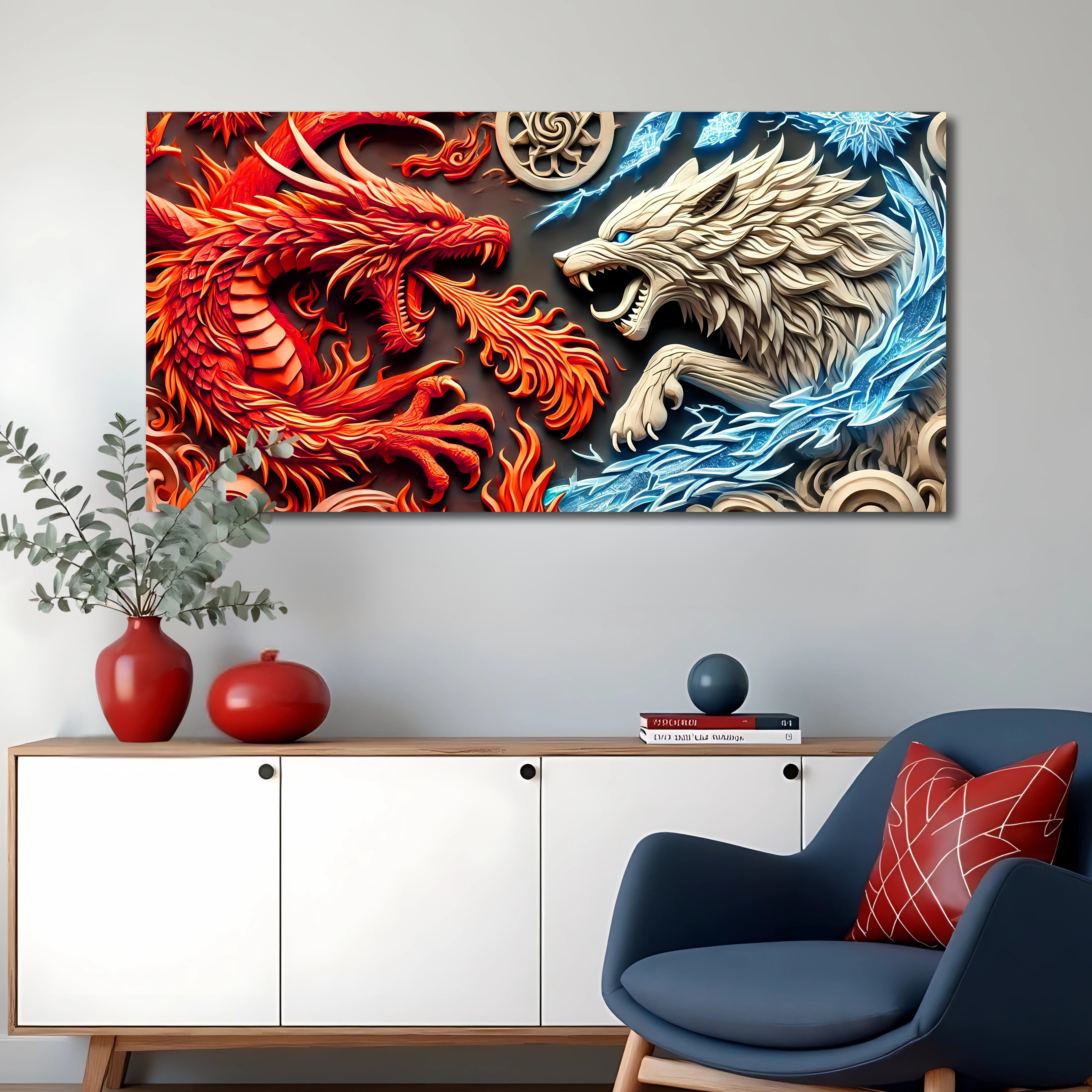 3D Dragon and Wolf Wall Art V on sale at MyriadMart