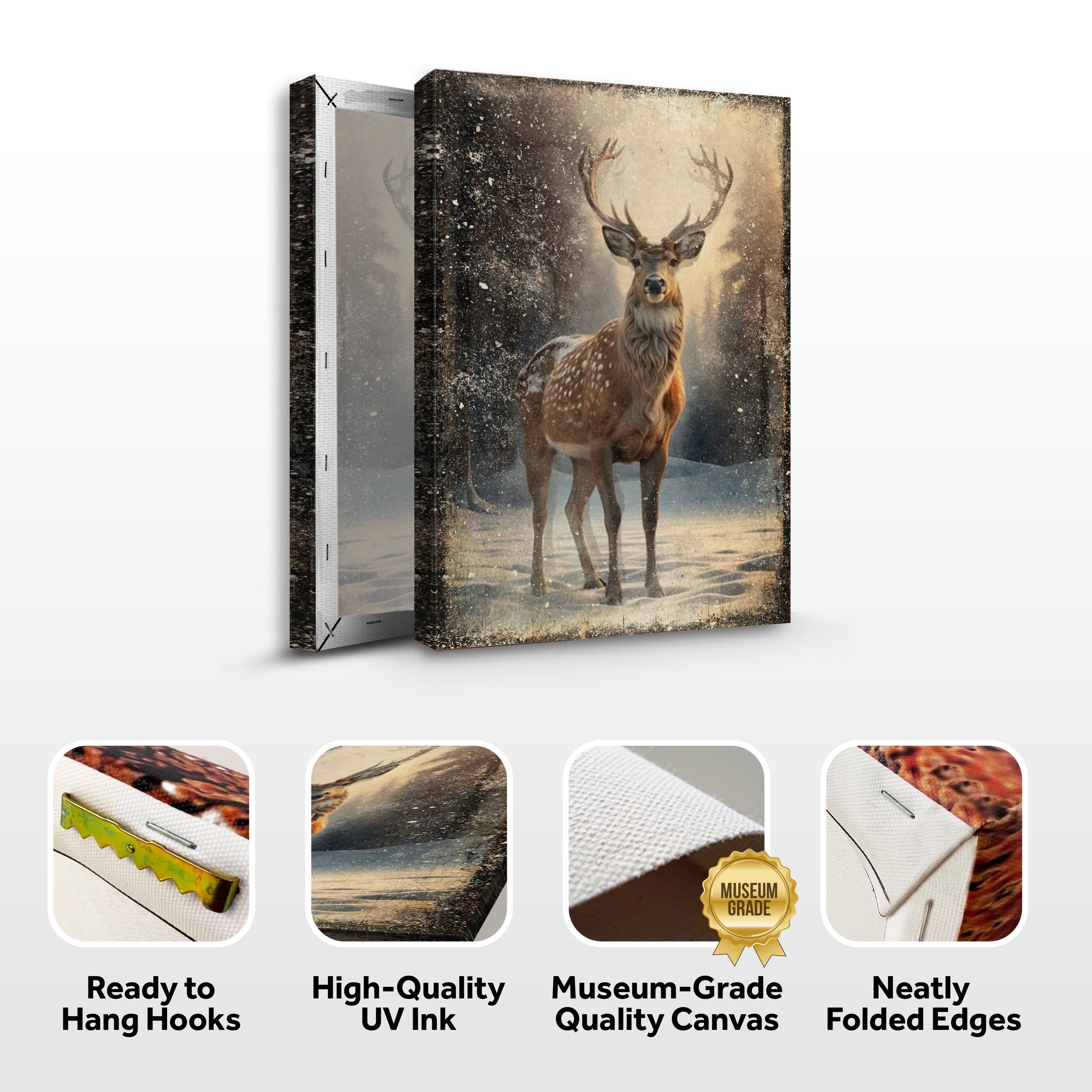 Vintage Winter Deer Christmas Wall Art IV on sale at MyriadMart