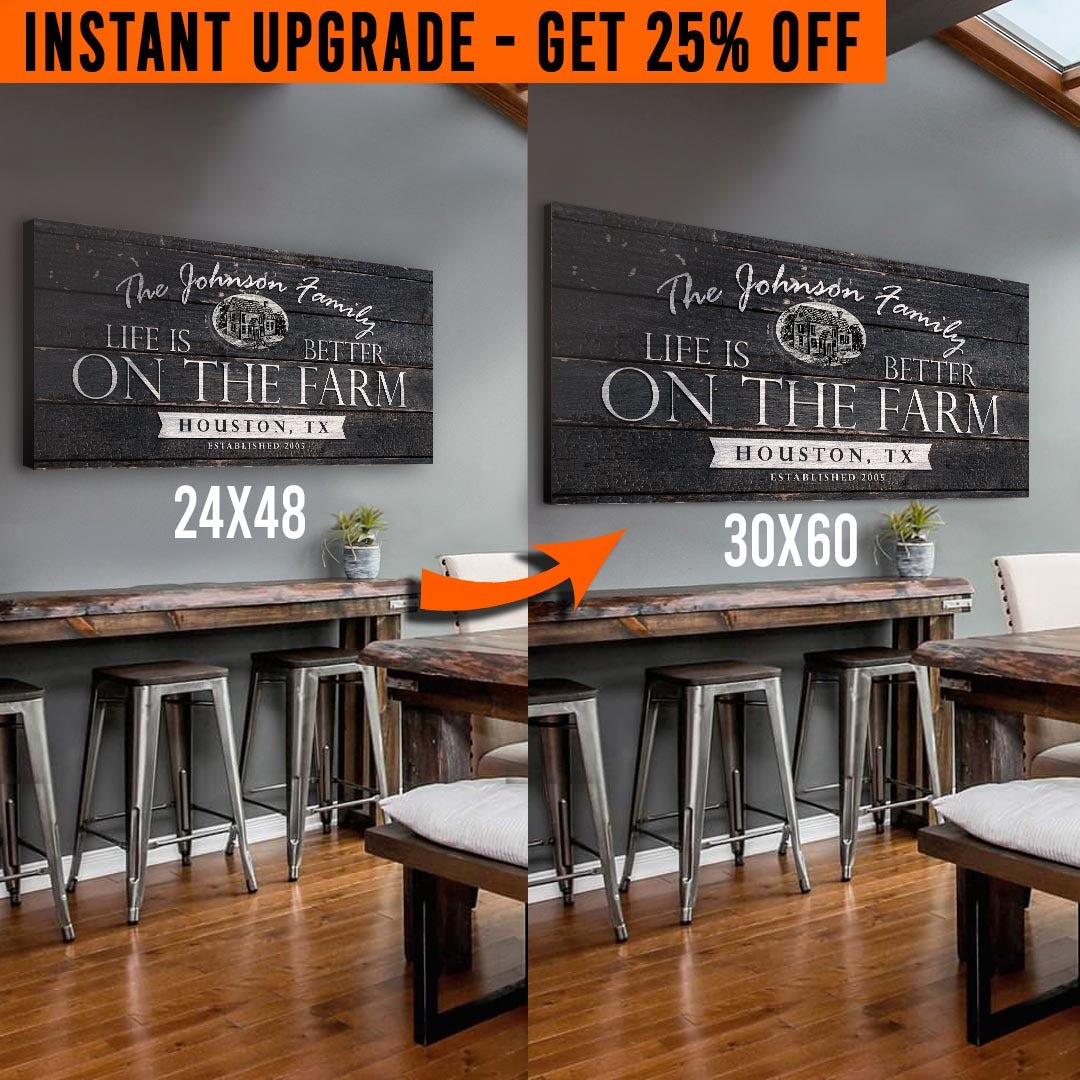 Upgrade Your 48x24 Inches 'Life is Better on the farm' Style 2 Canvas To 60x30 Inches on sale at MyriadMart