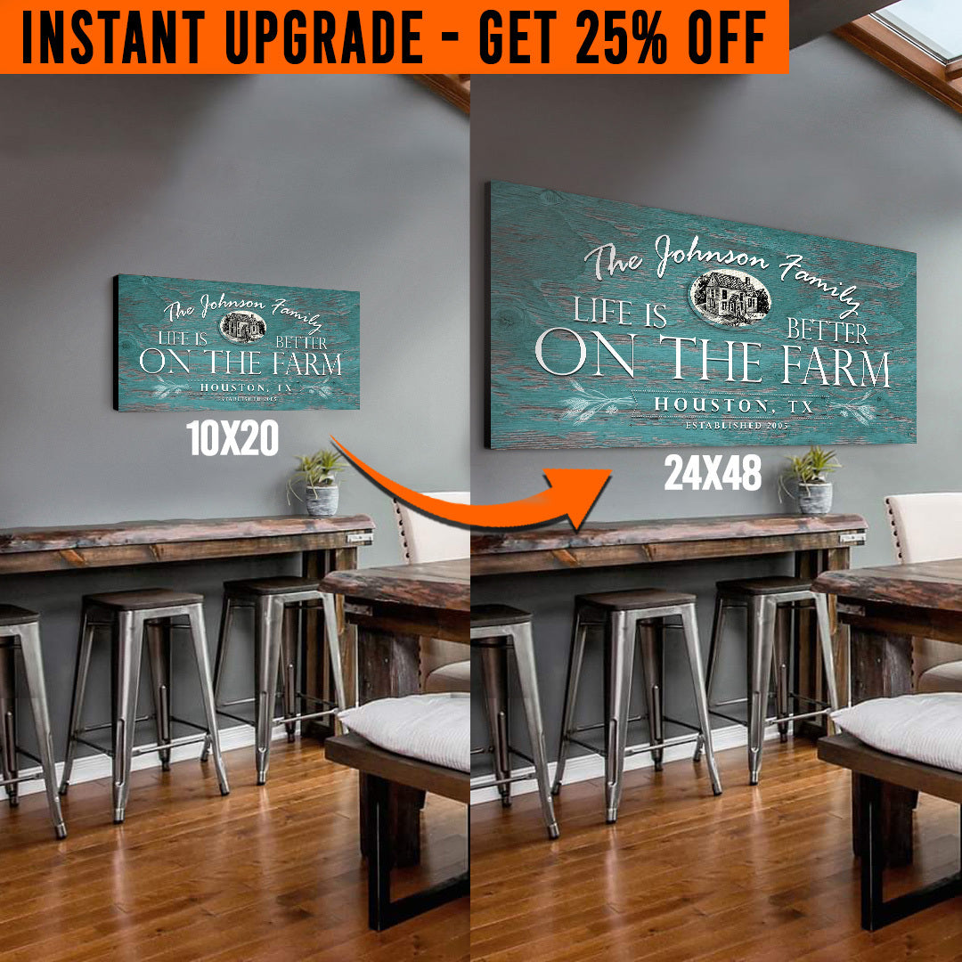 Upgrade Your 20x10 Inches 'Life is better on the Farm' Style 3 Canvas To 48x24 Inches on sale at MyriadMart