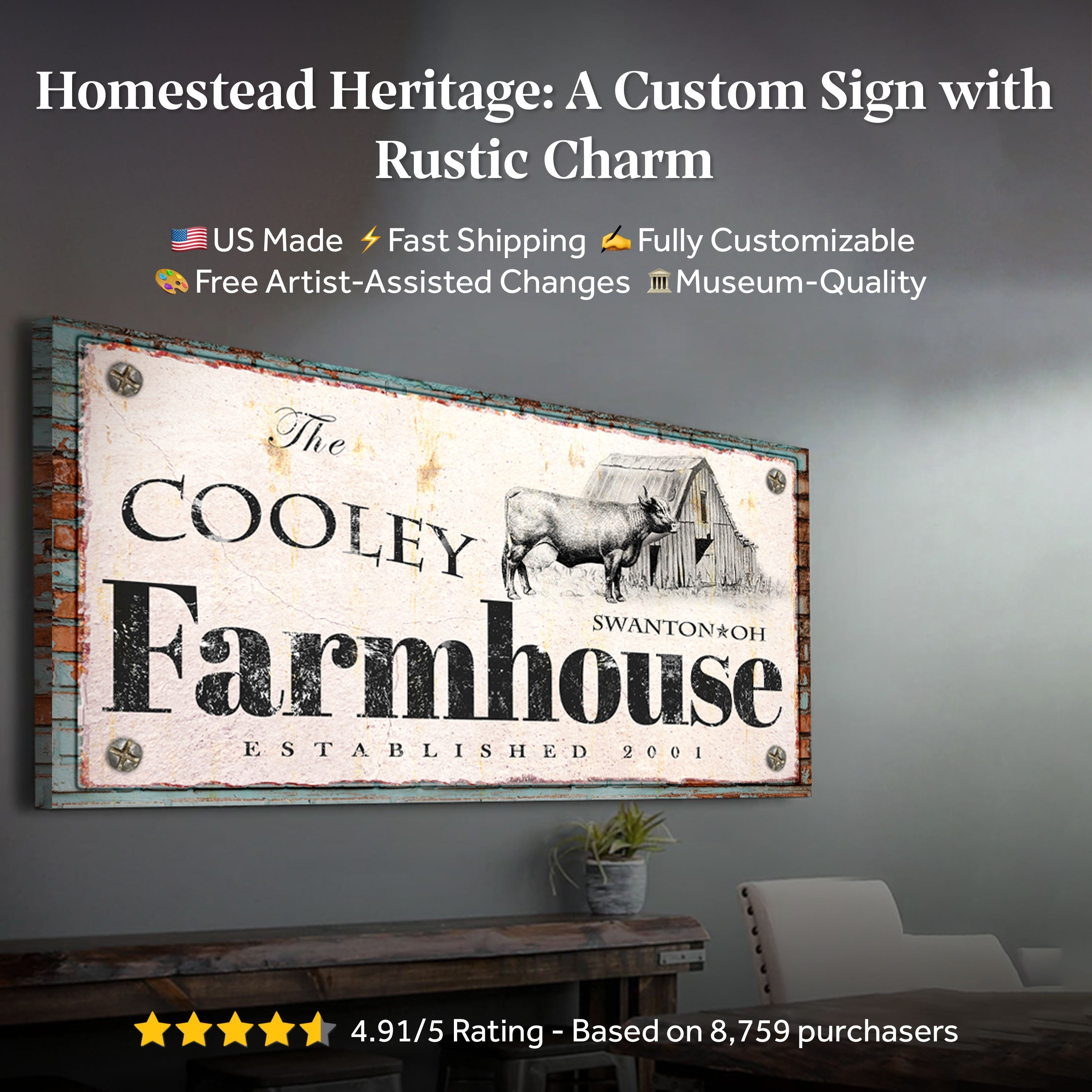 Rustic Farmhouse Sign Made In USA on sale at MyriadMart