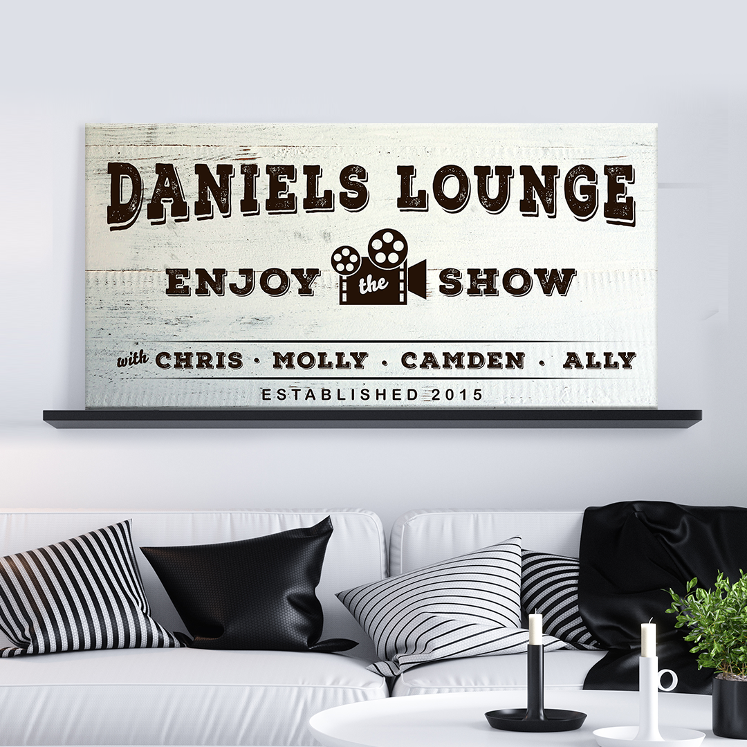 Enjoy the Show Family Cinema Sign on sale at MyriadMart