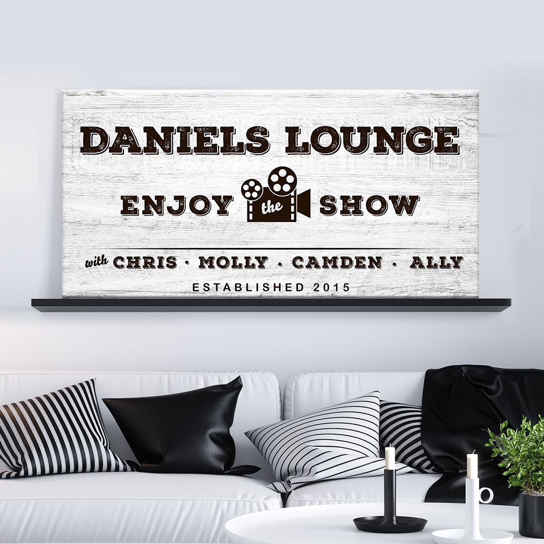 Enjoy the Show Family Cinema Sign on sale at MyriadMart