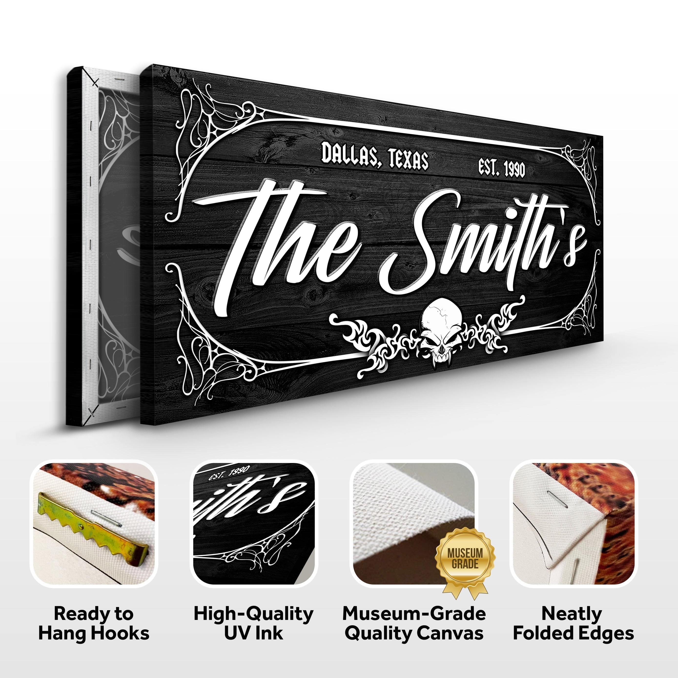 Family Gothic Skull Sign - Customized Modern Gothic Decor For Living Room on sale at MyriadMart