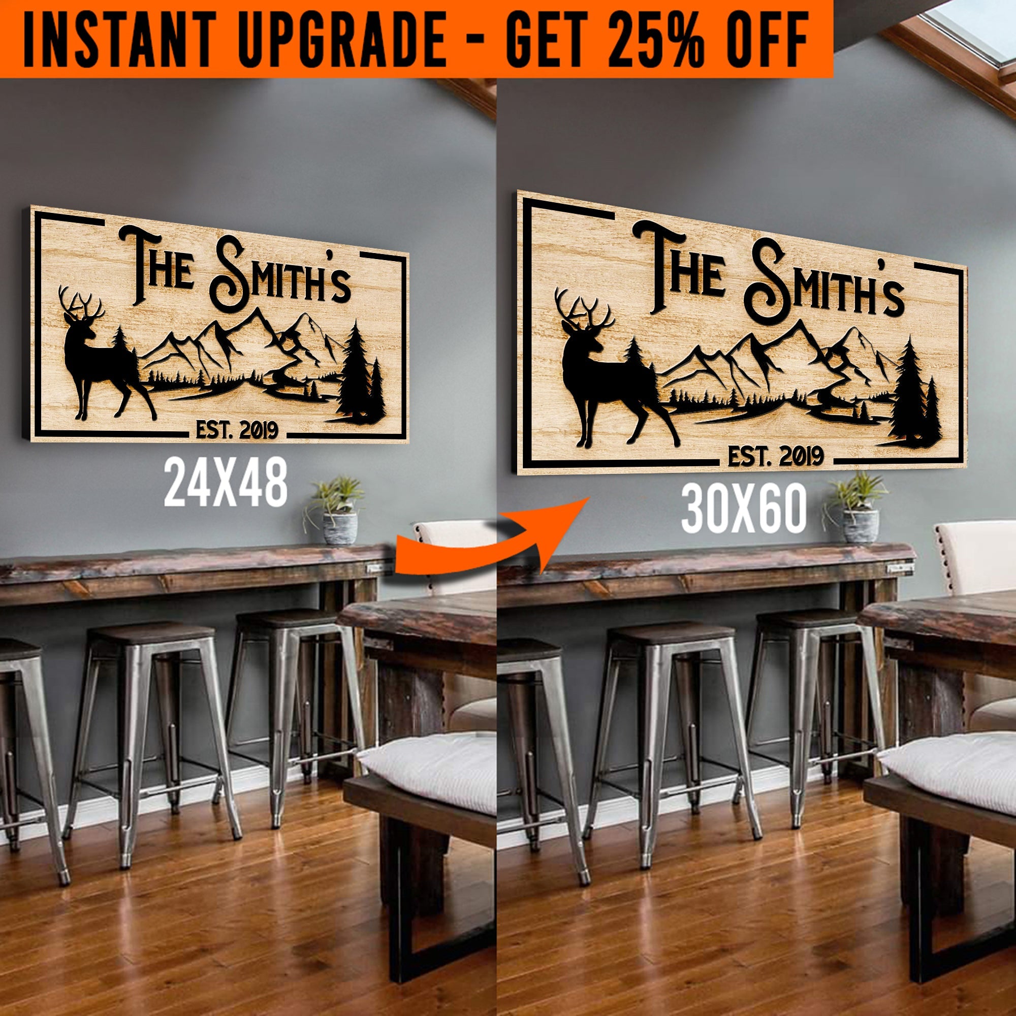 Upgrade Your 24x48 Inches 'Family Mountain Sign' Style 1 Canvas To 60x30 Inches on sale at MyriadMart