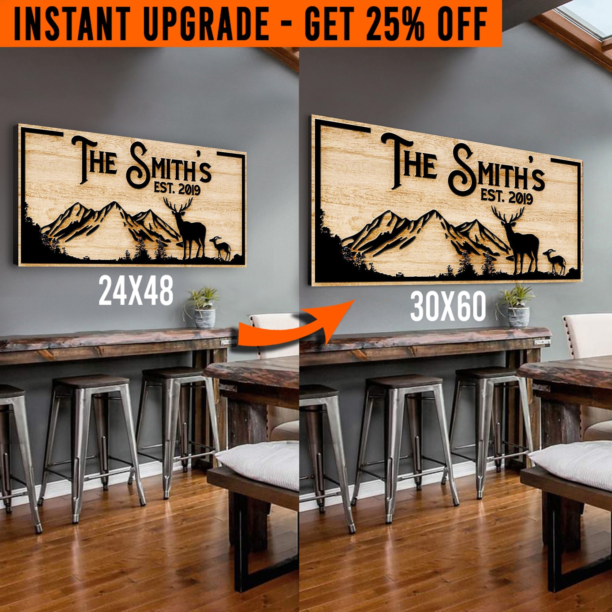 Upgrade Your 24x48 Inches 'Family Mountain Sign' Style 2 Canvas To 60x30 Inches on sale at MyriadMart