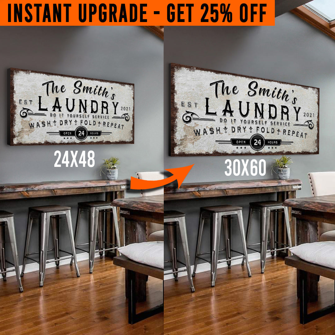 Upgrade Your 48x24 Inches 'Personalized Laundry Room' Style 2 Canvas To 60x30 Inches on sale at MyriadMart