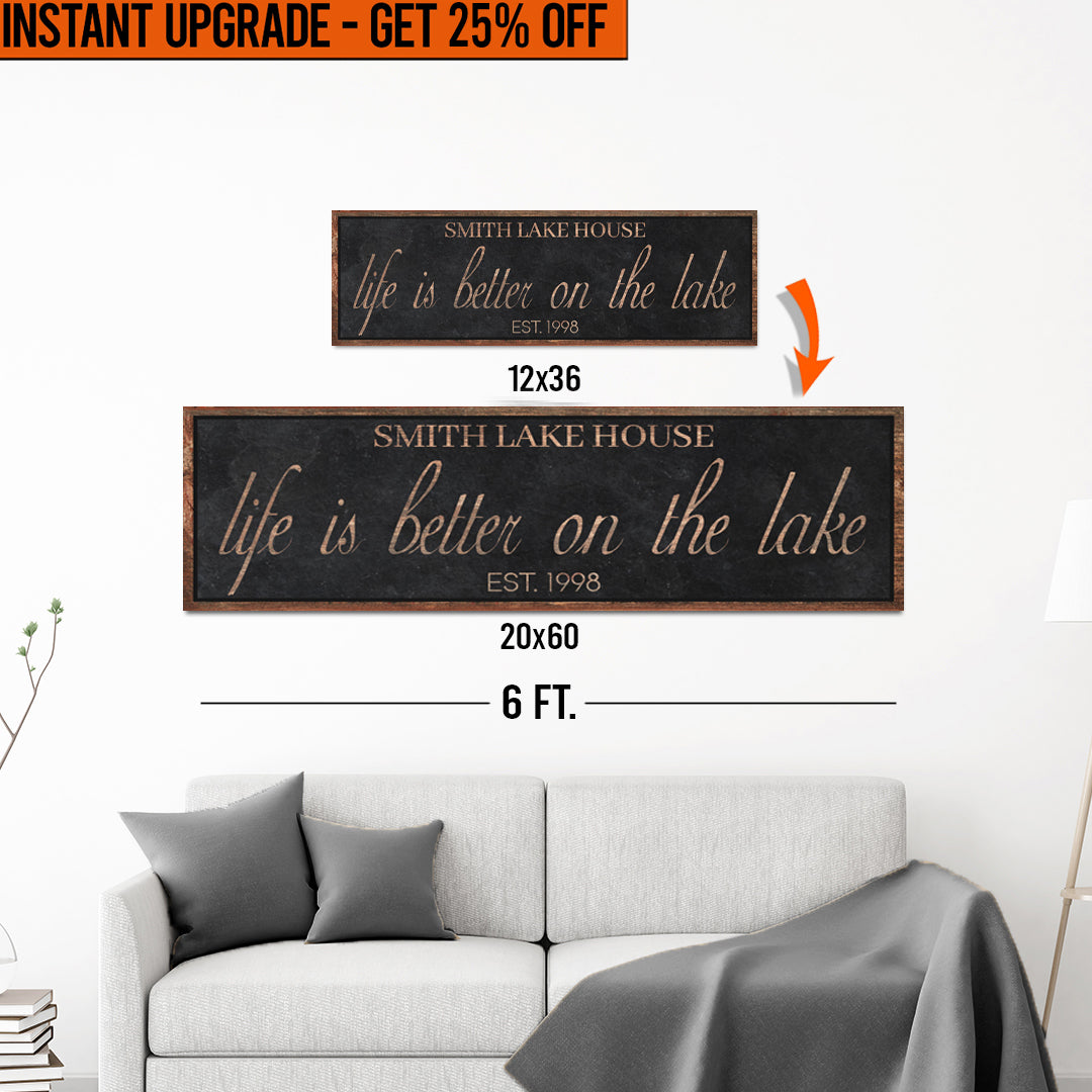 Upgrade Your 'Life Is Better On The Lake' Style 1 Canvas To 20x60 Inches on sale at MyriadMart