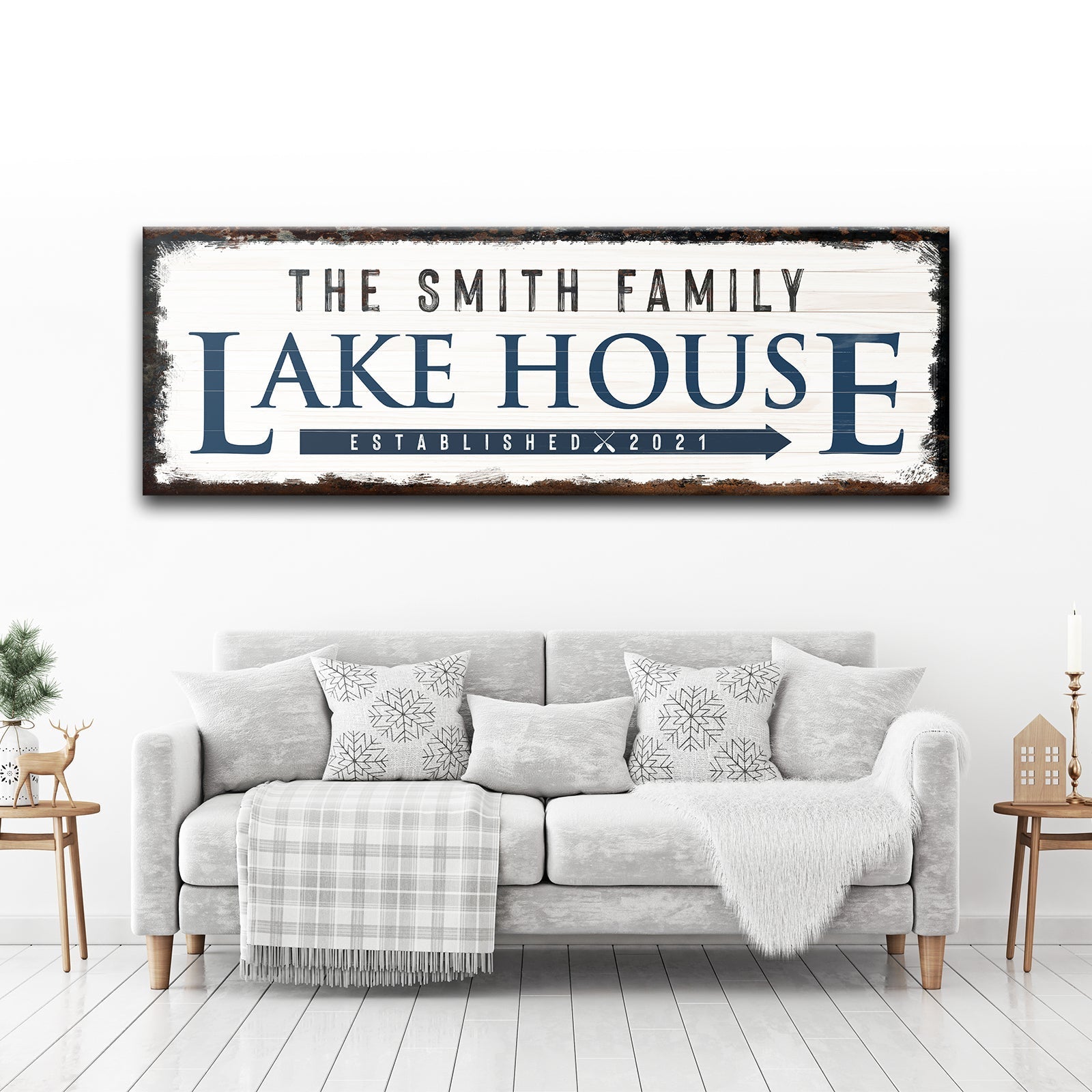 Family Lake House Arrow Sign on sale at MyriadMart