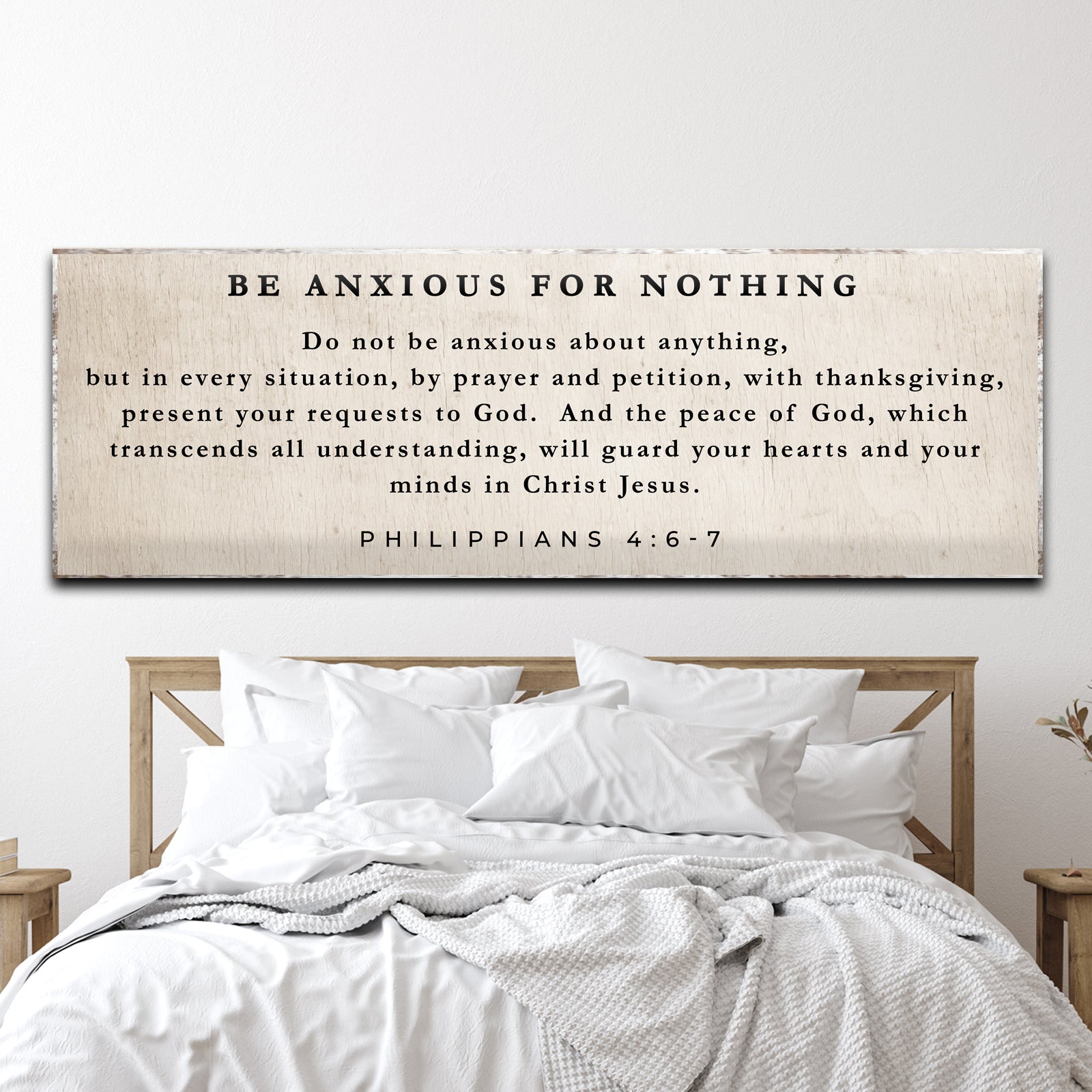 Philippians 4:6-7 - Be Anxious For Nothing Sign on sale at MyriadMart