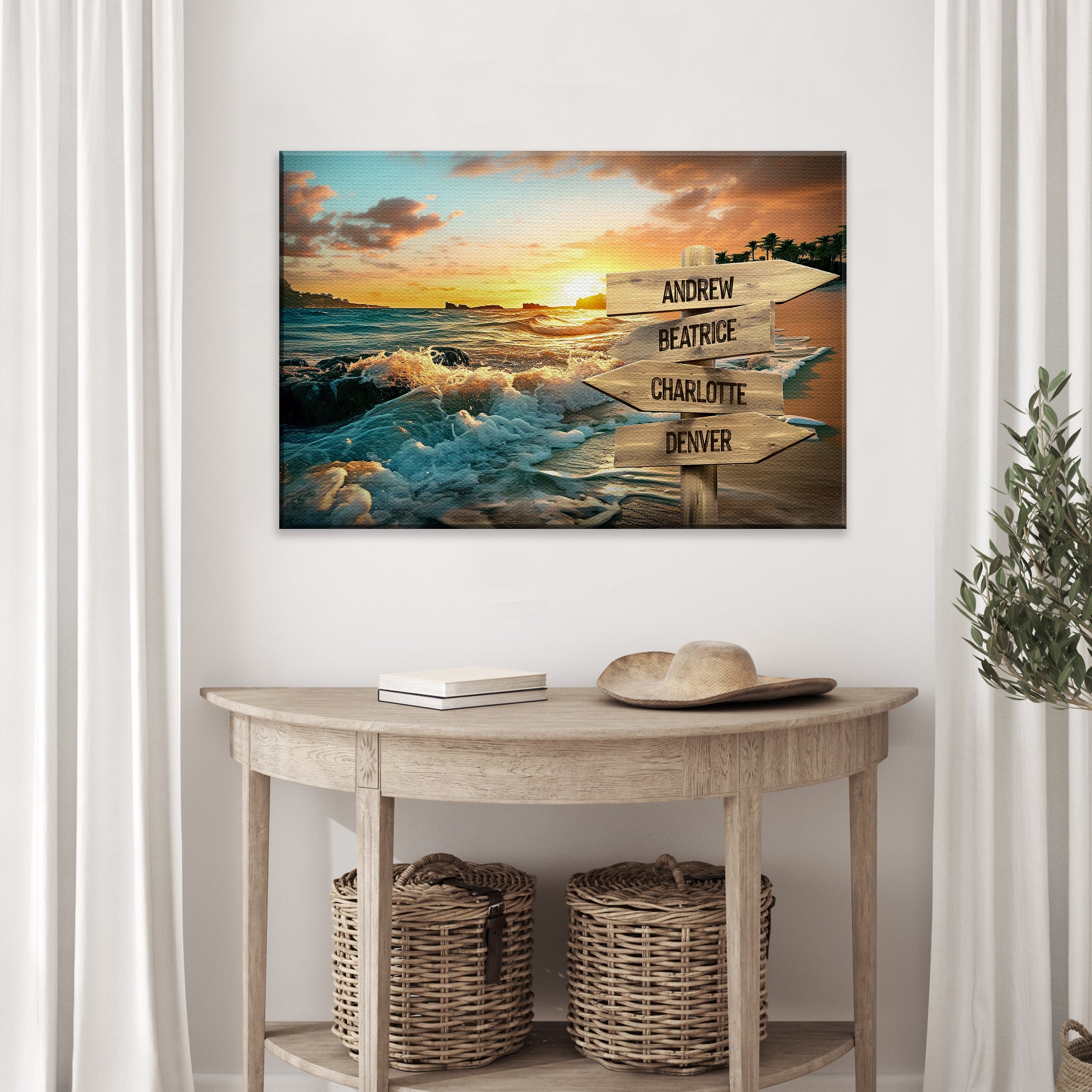 Family Name Ocean Sunset Sign on sale at MyriadMart