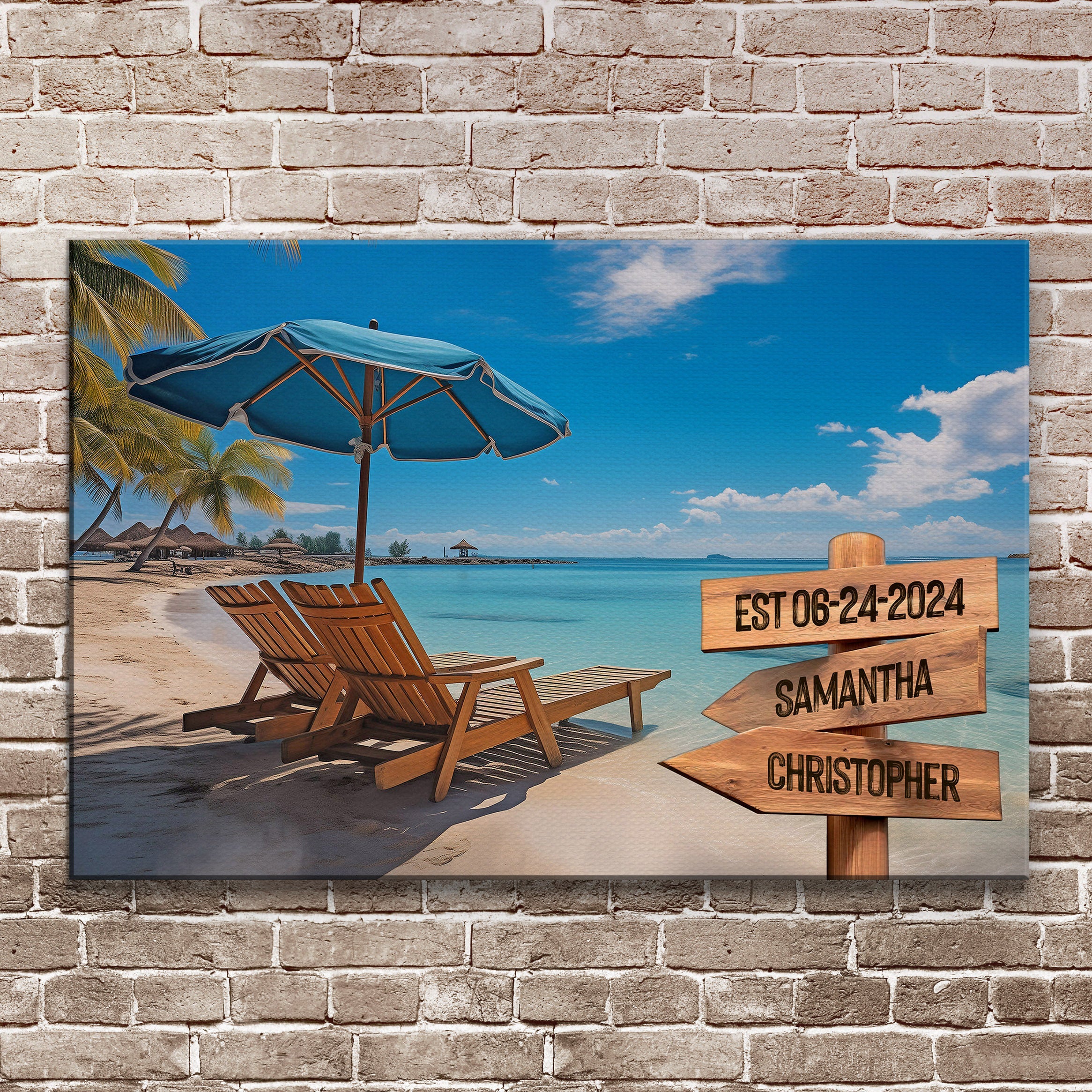 Summer Beach Family Names Sign on sale at MyriadMart