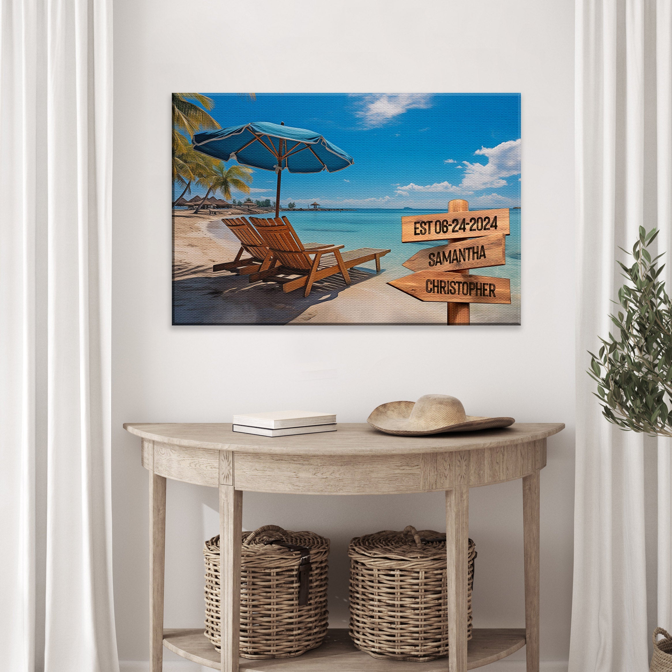 Summer Beach Family Names Sign on sale at MyriadMart