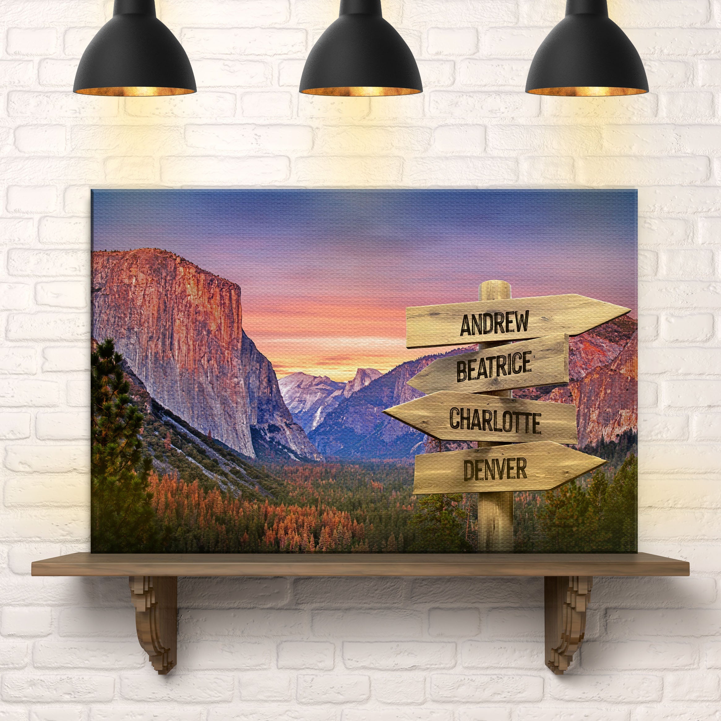 Yosemite Sunset Family Names Sign on sale at MyriadMart
