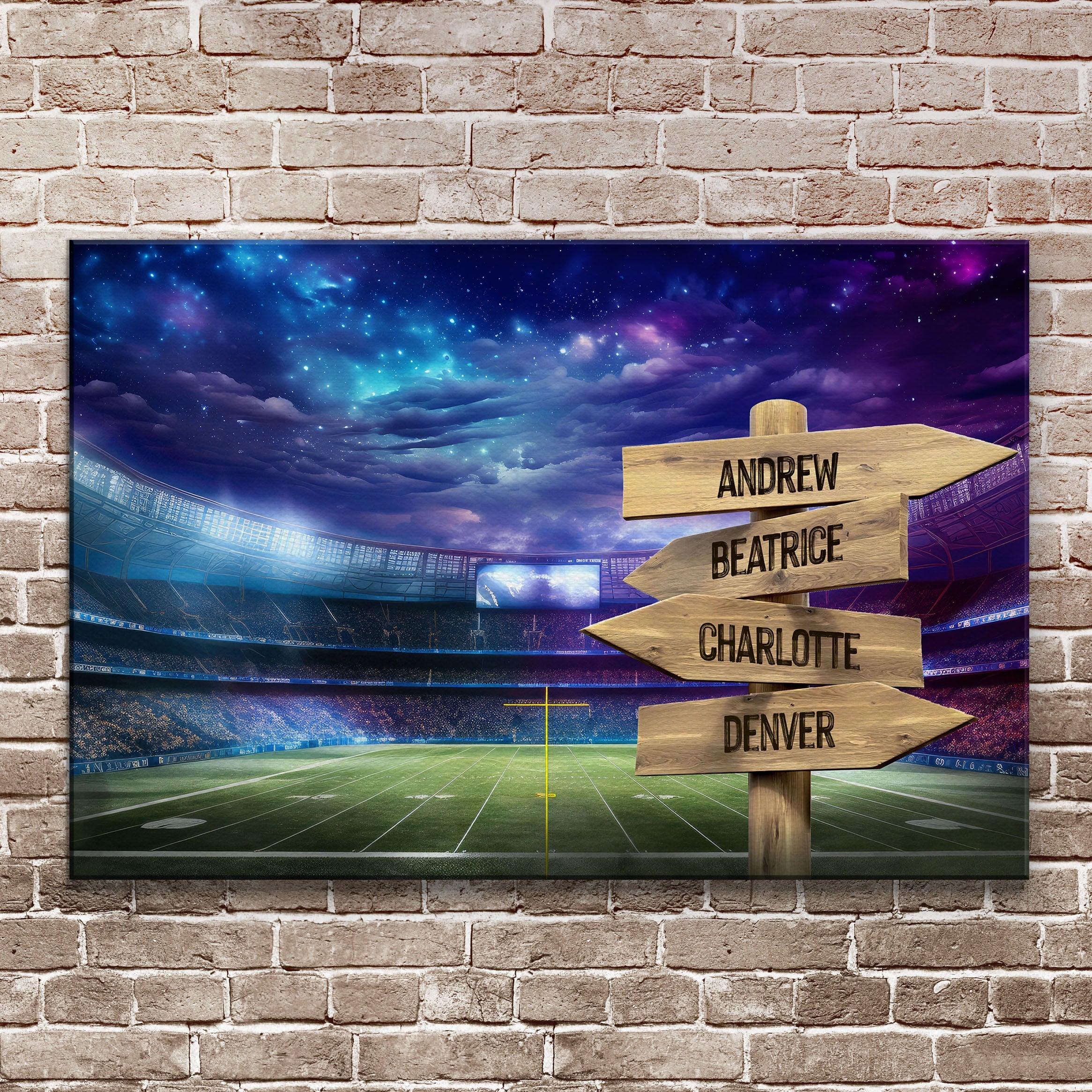 Football Field Family Names Sign on sale at MyriadMart