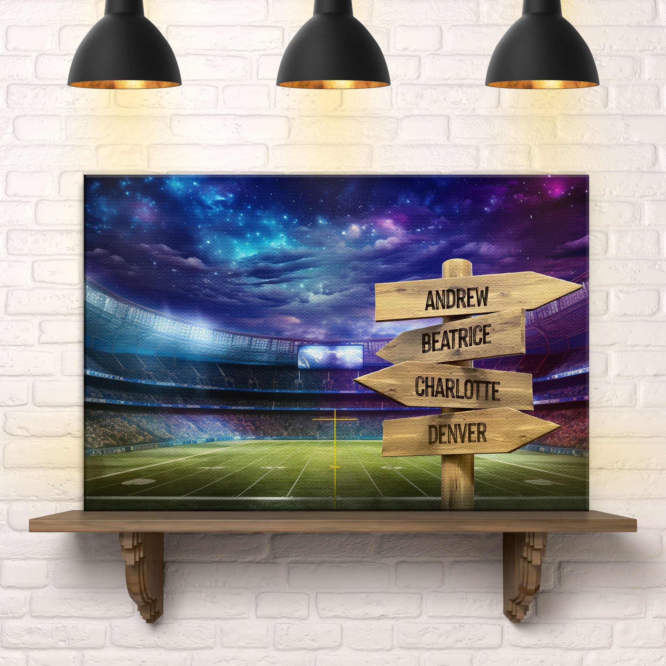 Football Field Family Names Sign on sale at MyriadMart