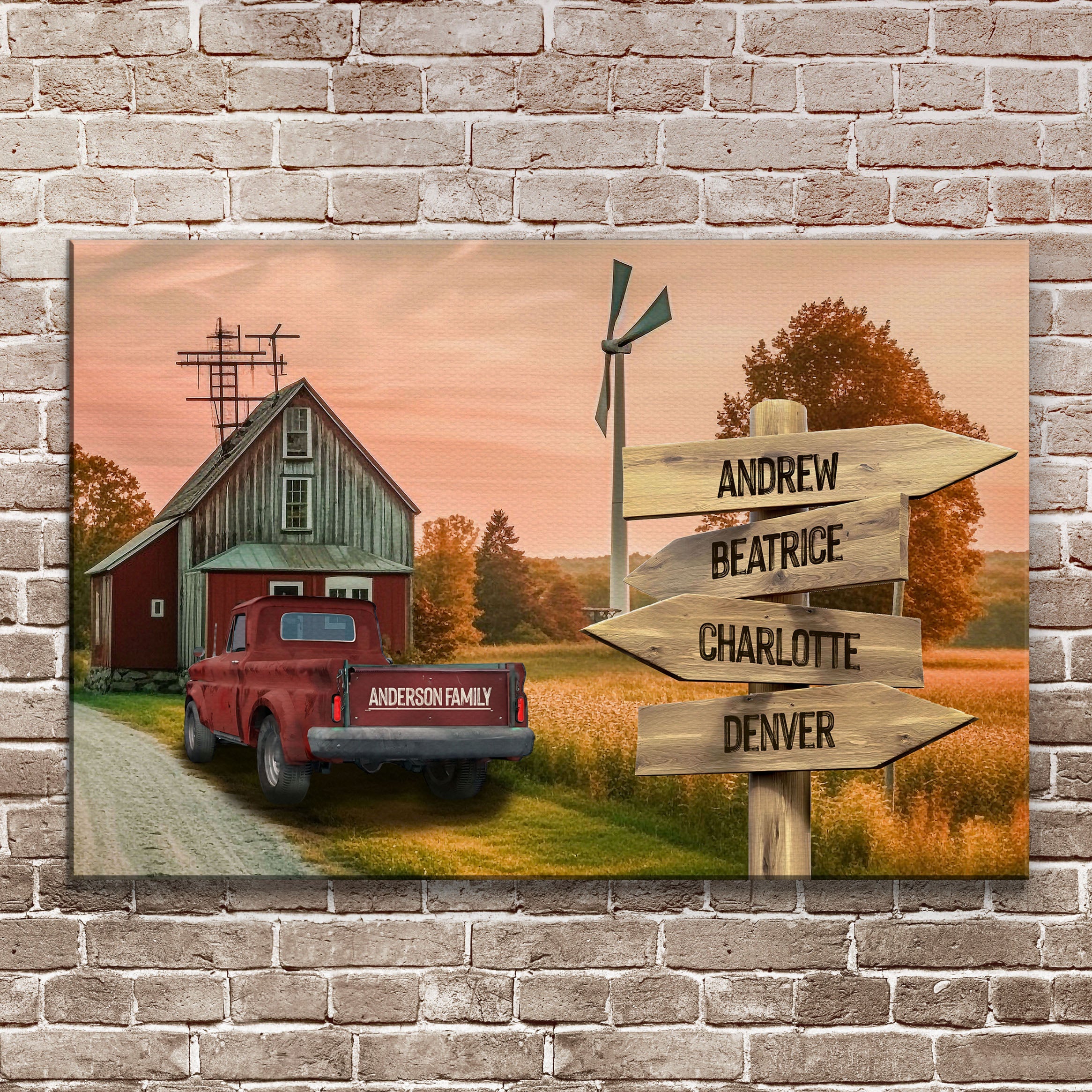 Old Truck Barn Family Names Sign on sale at MyriadMart
