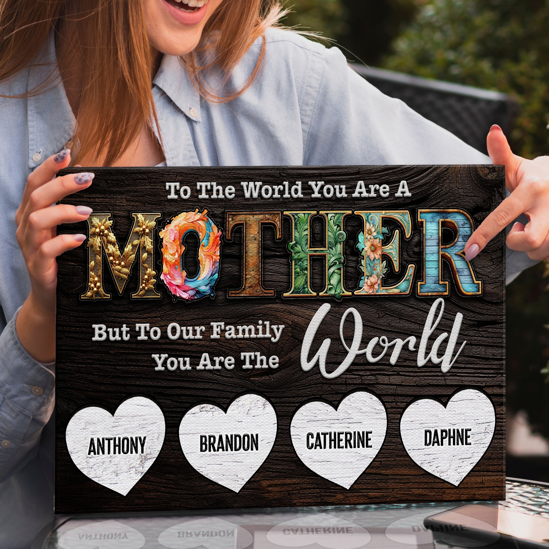 Mother's Day Sign To Our Family You Are The World on sale at MyriadMart