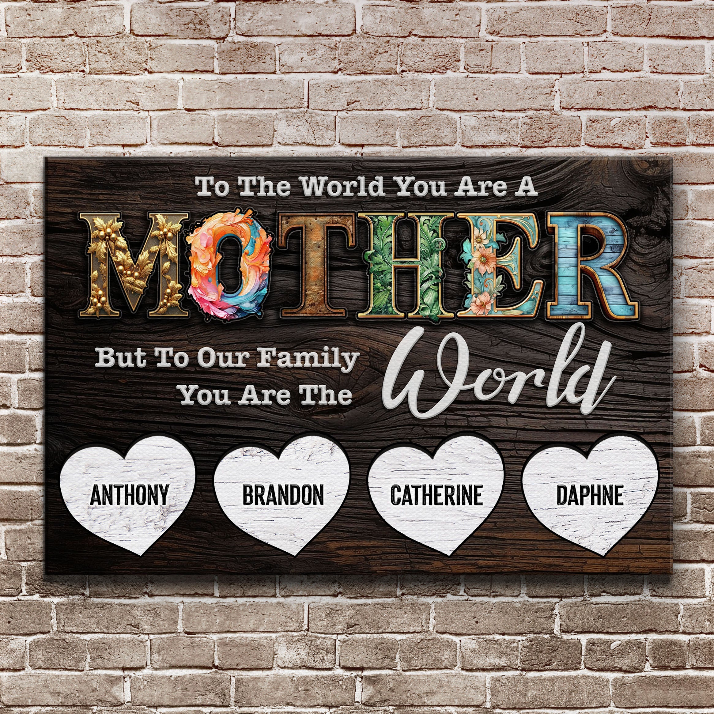 Mother's Day Sign To Our Family You Are The World on sale at MyriadMart