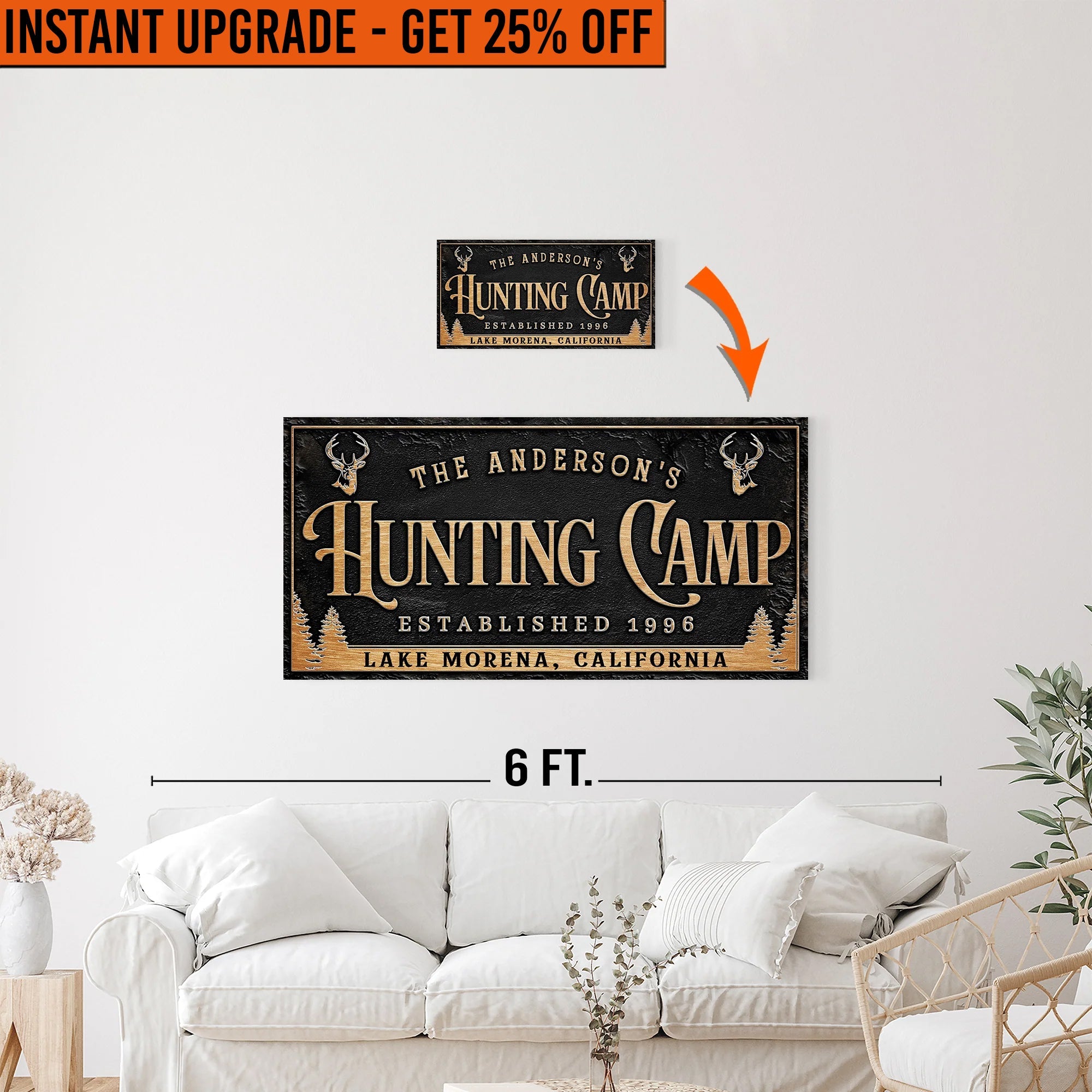Upgrade Your 10x20 Inches 'Family Hunting Camp' To 24x48 Inches Canvas on sale at MyriadMart