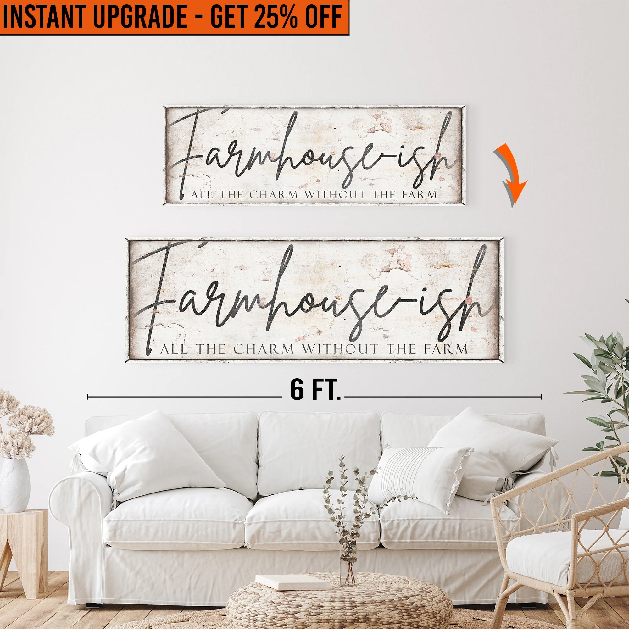 Upgrade Your 48x16 Inches 'Farmhouse-ish Sign IV' To 60x20 Inches Canvas on sale at MyriadMart