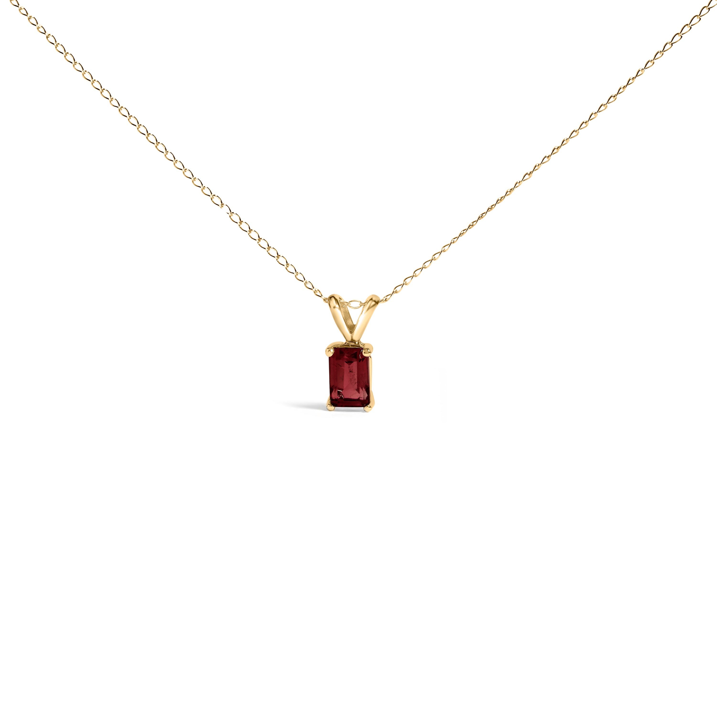 14K White Gold 6x4MM Emerald Cut Purple Amethyst Solitaire Pendant Necklace on sale at MyriadMart