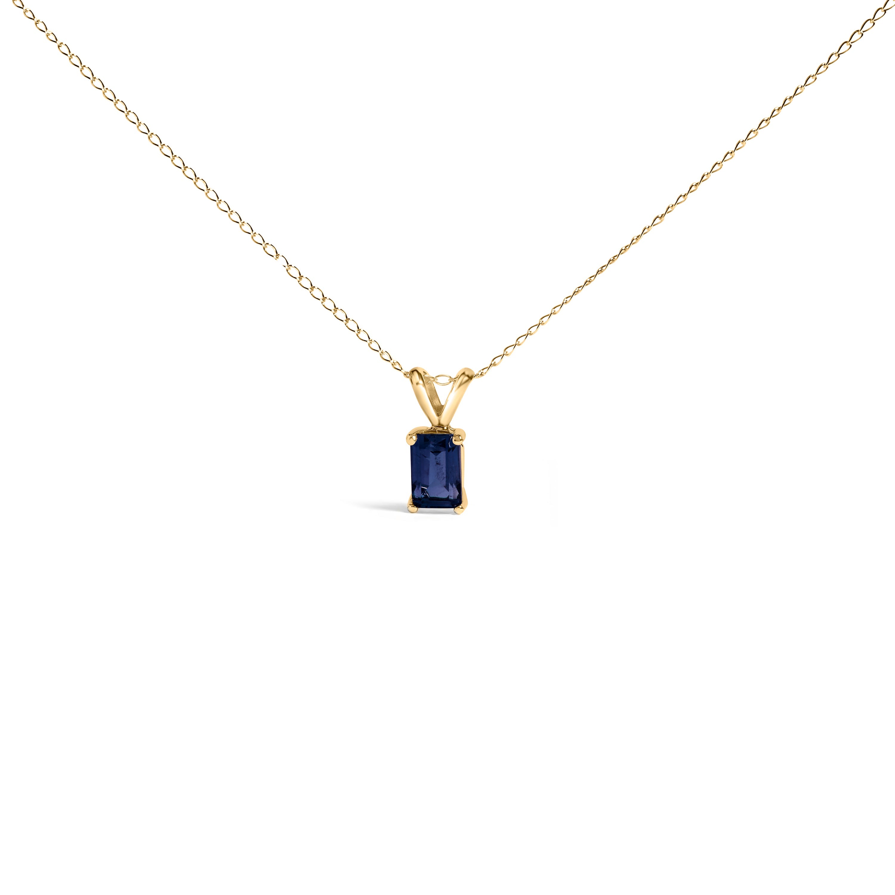14K White Gold 6x4MM Emerald Cut Purple Amethyst Solitaire Pendant Necklace on sale at MyriadMart