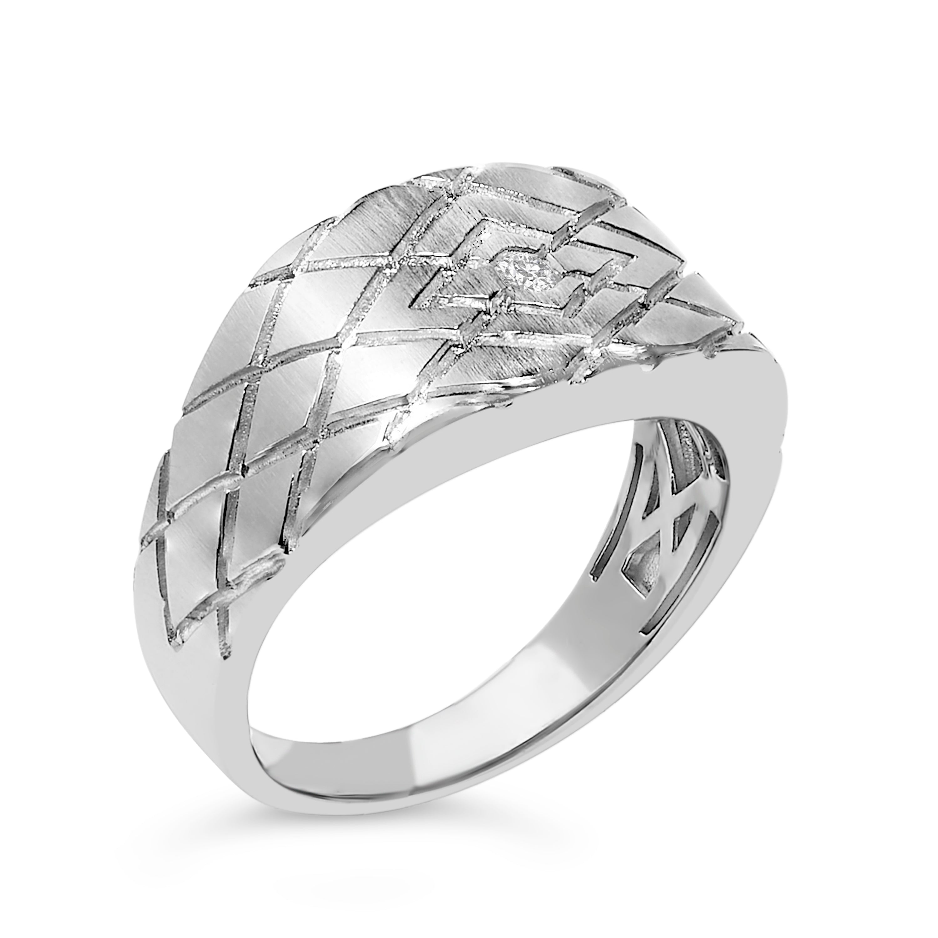 Sterling Silver Diamond Accent Geometric Band Ring on sale at MyriadMart