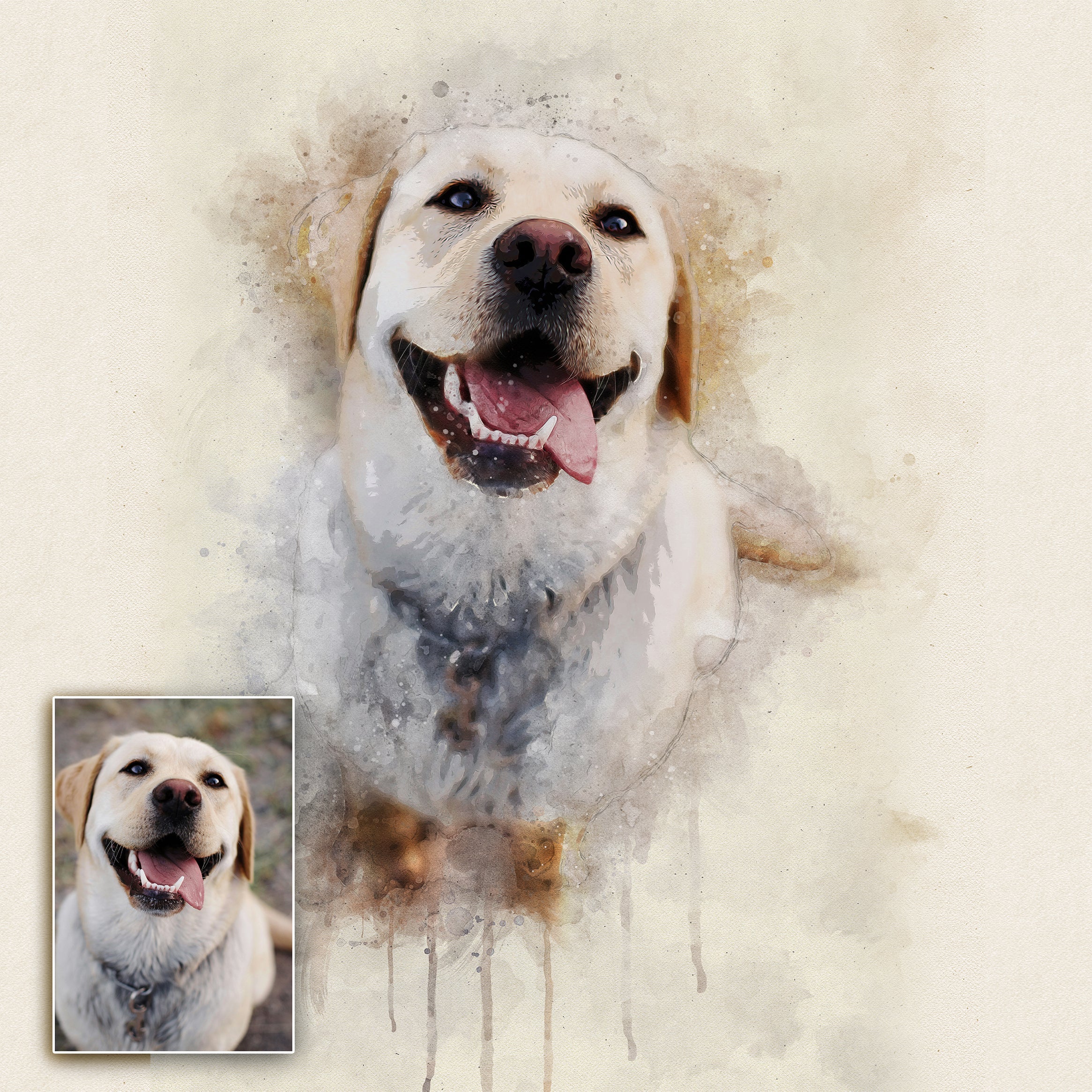 Pet Watercolor Portrait Custom Wall Art on sale at MyriadMart