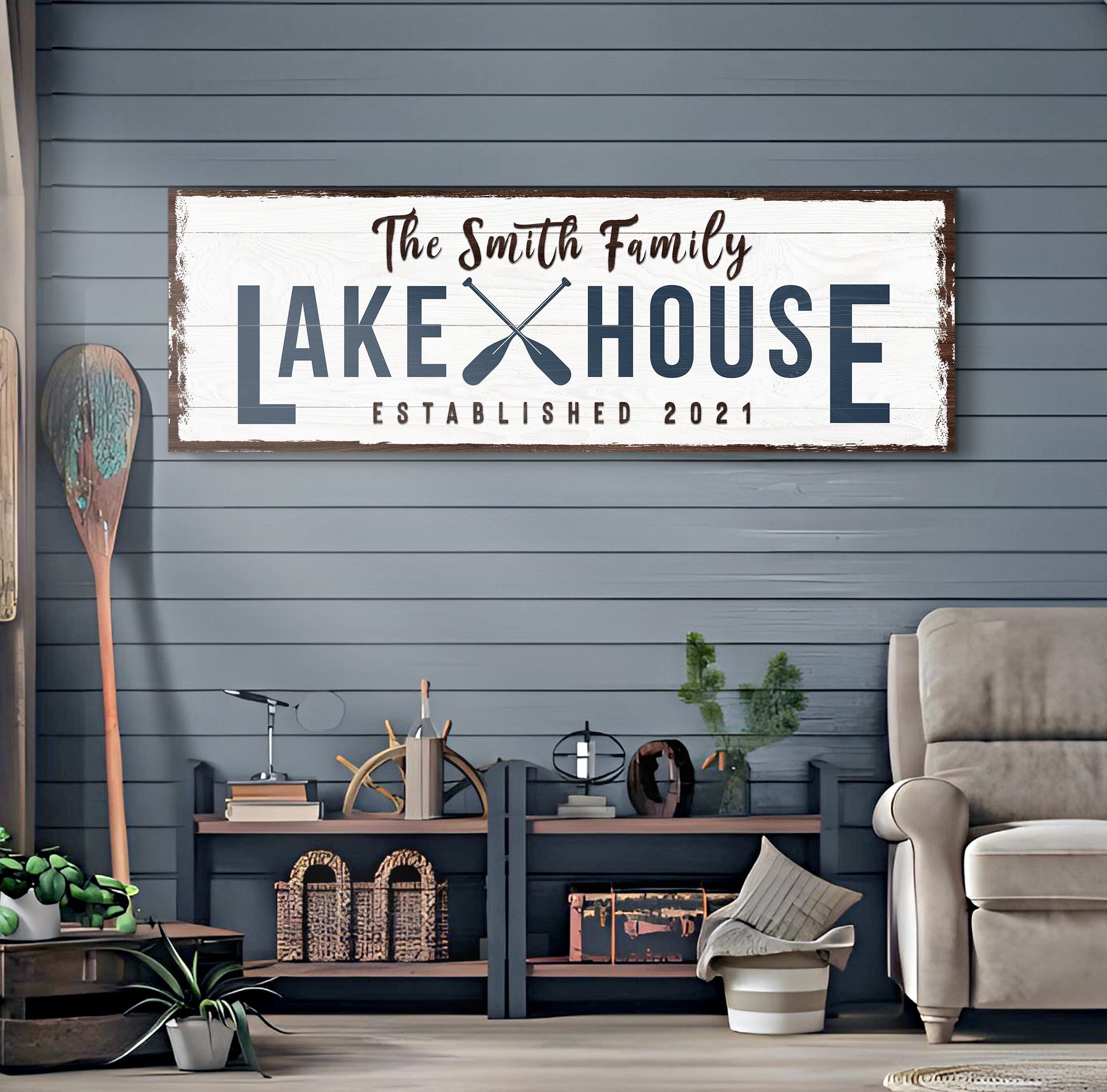 Family Lake House Arrow Sign II on sale at MyriadMart