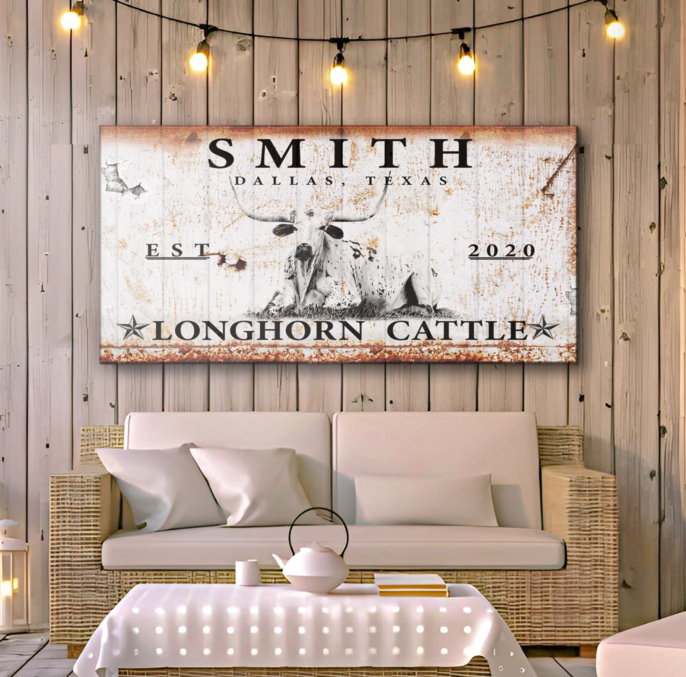 Longhorn Rustic Cattle Sign on sale at MyriadMart