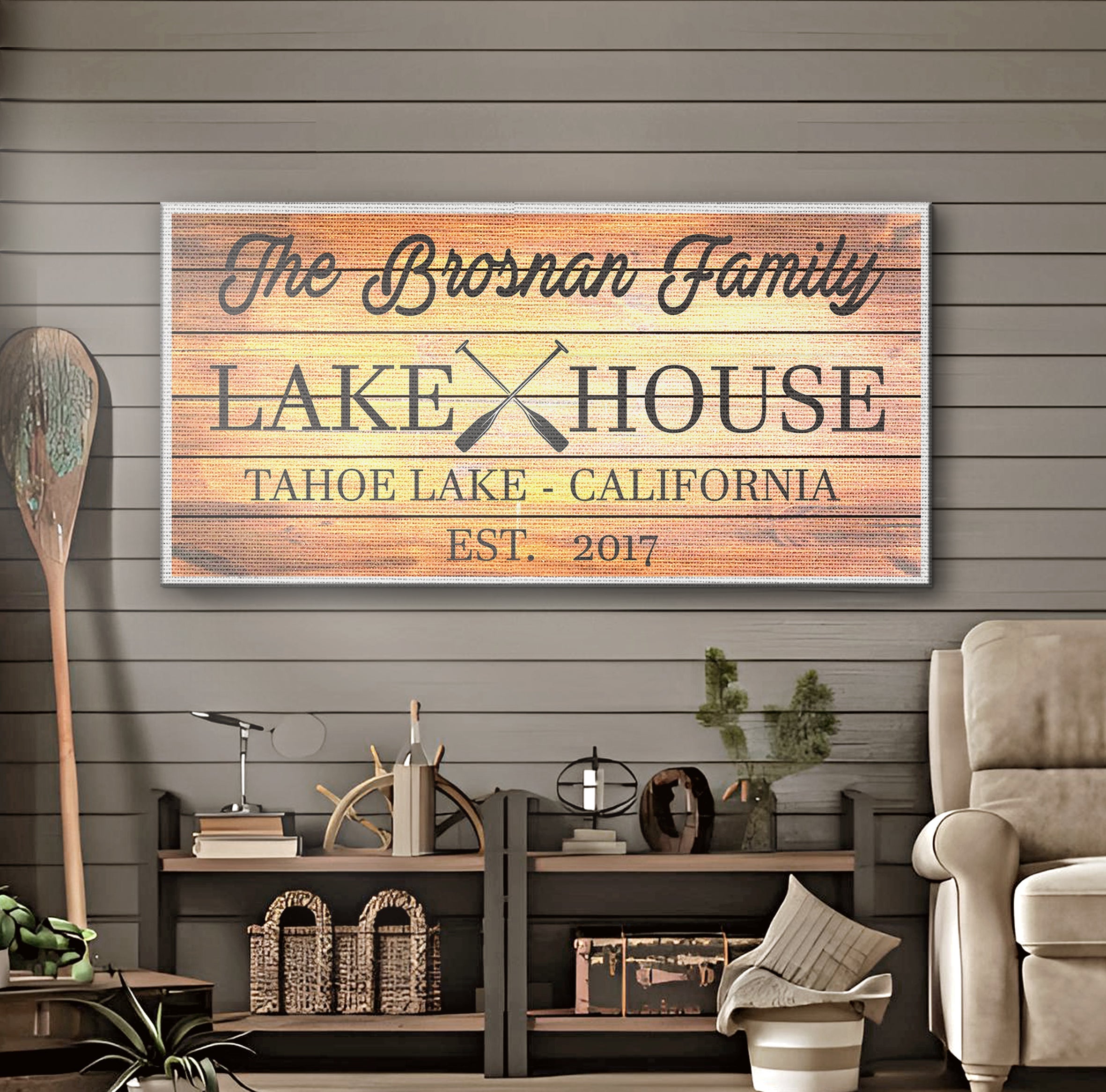 Family Lake House Paddle Sign III on sale at MyriadMart