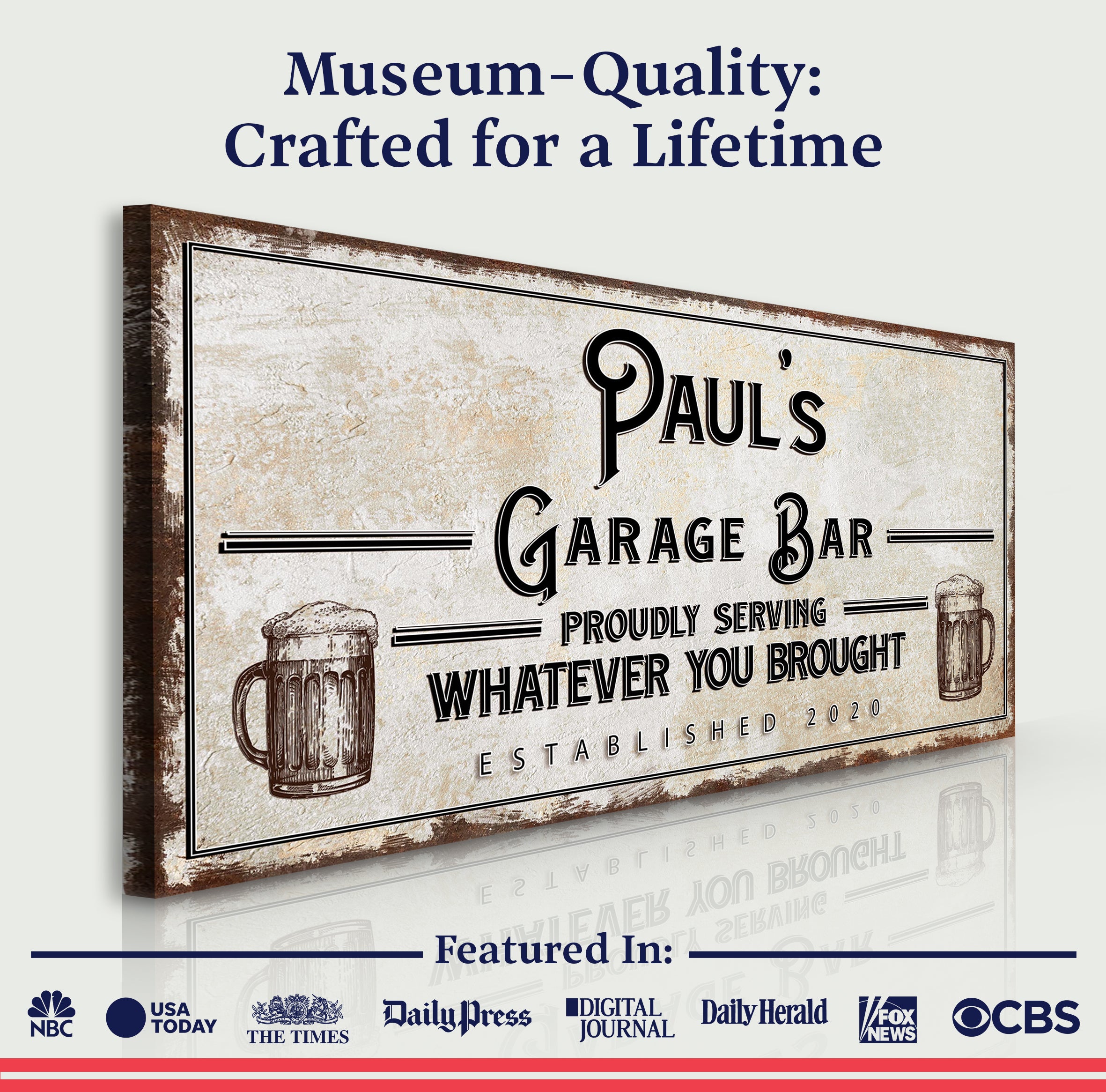 Personalized Rustic Garage Sign for Home Bar: Enhance Your Man Cave Wall Decor with Personalized Basement Bar Sign on sale at MyriadMart