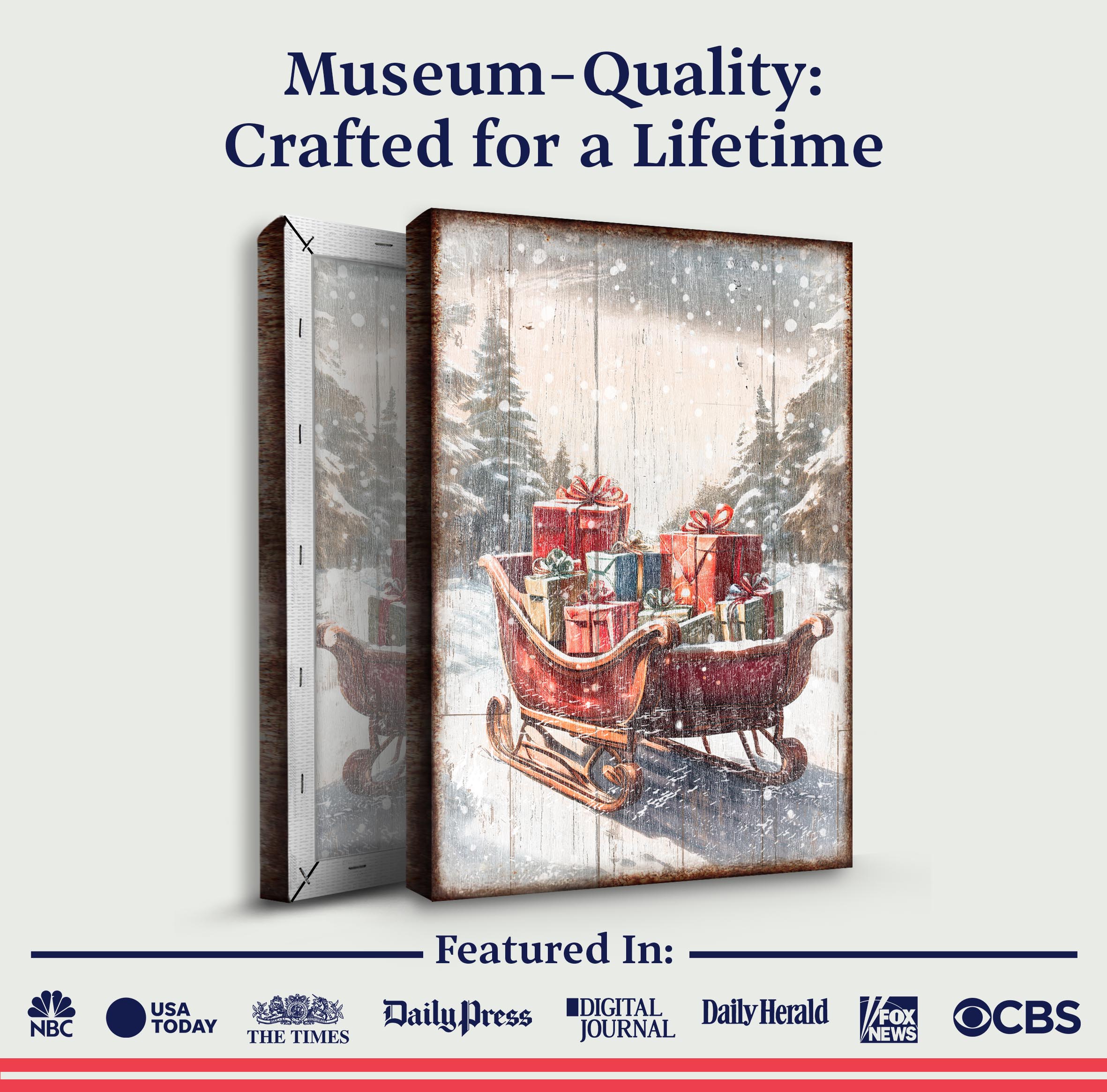 Vintage Christmas Sleigh Sled Wall Art V on sale at MyriadMart