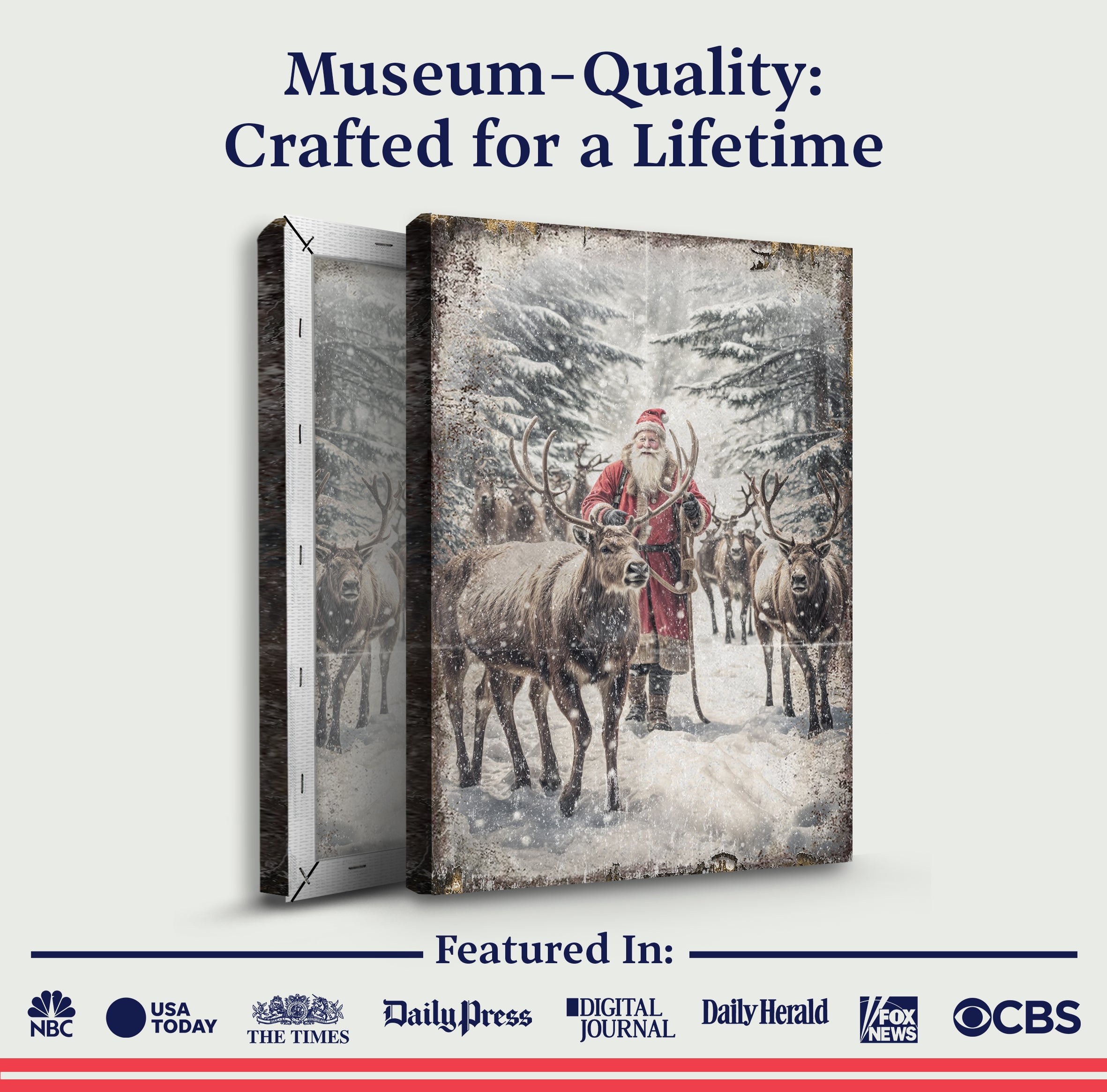 Vintage Woodland Santa Christmas Wall Art on sale at MyriadMart