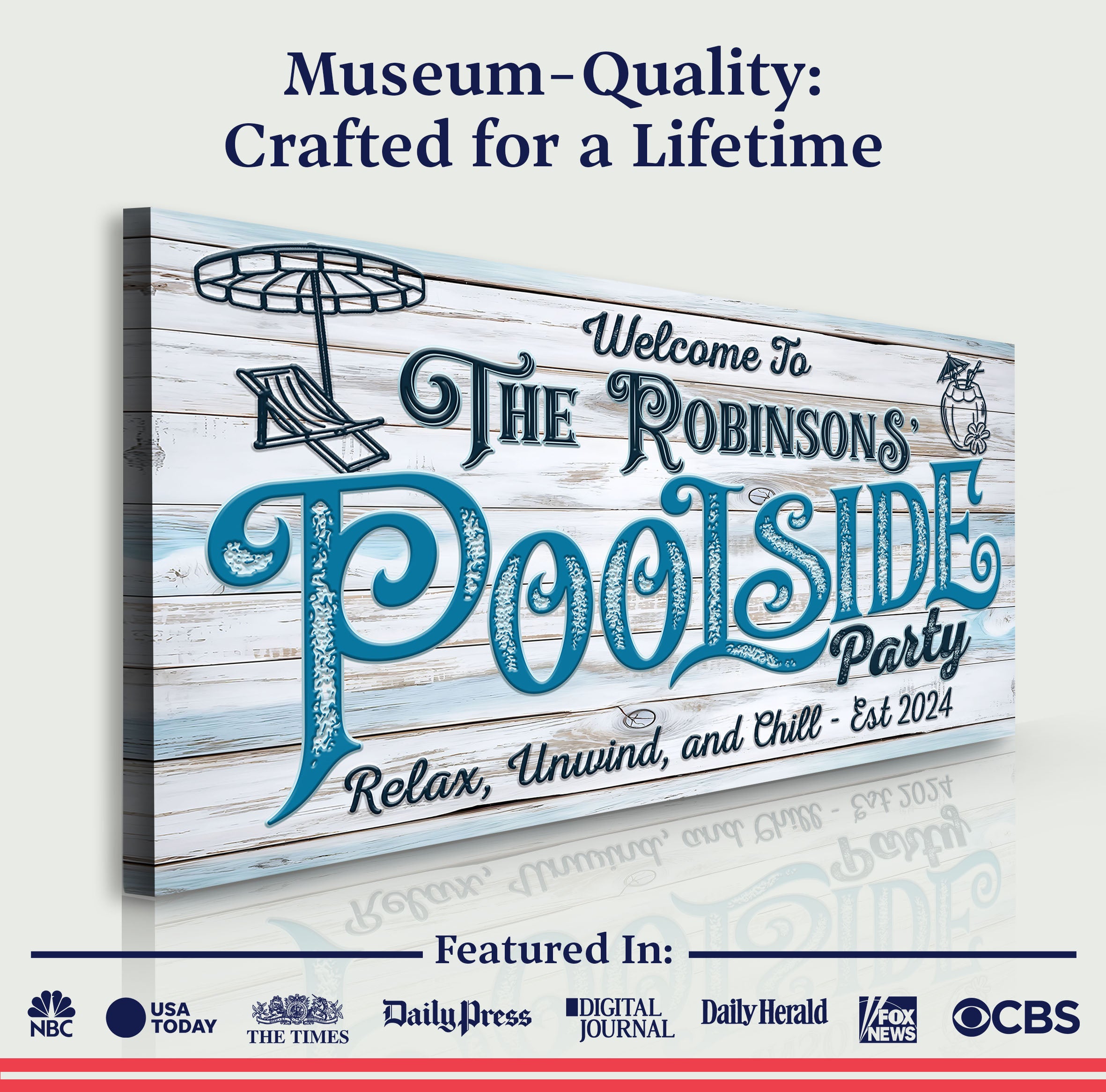 Personalized Pool Party Sign on sale at MyriadMart