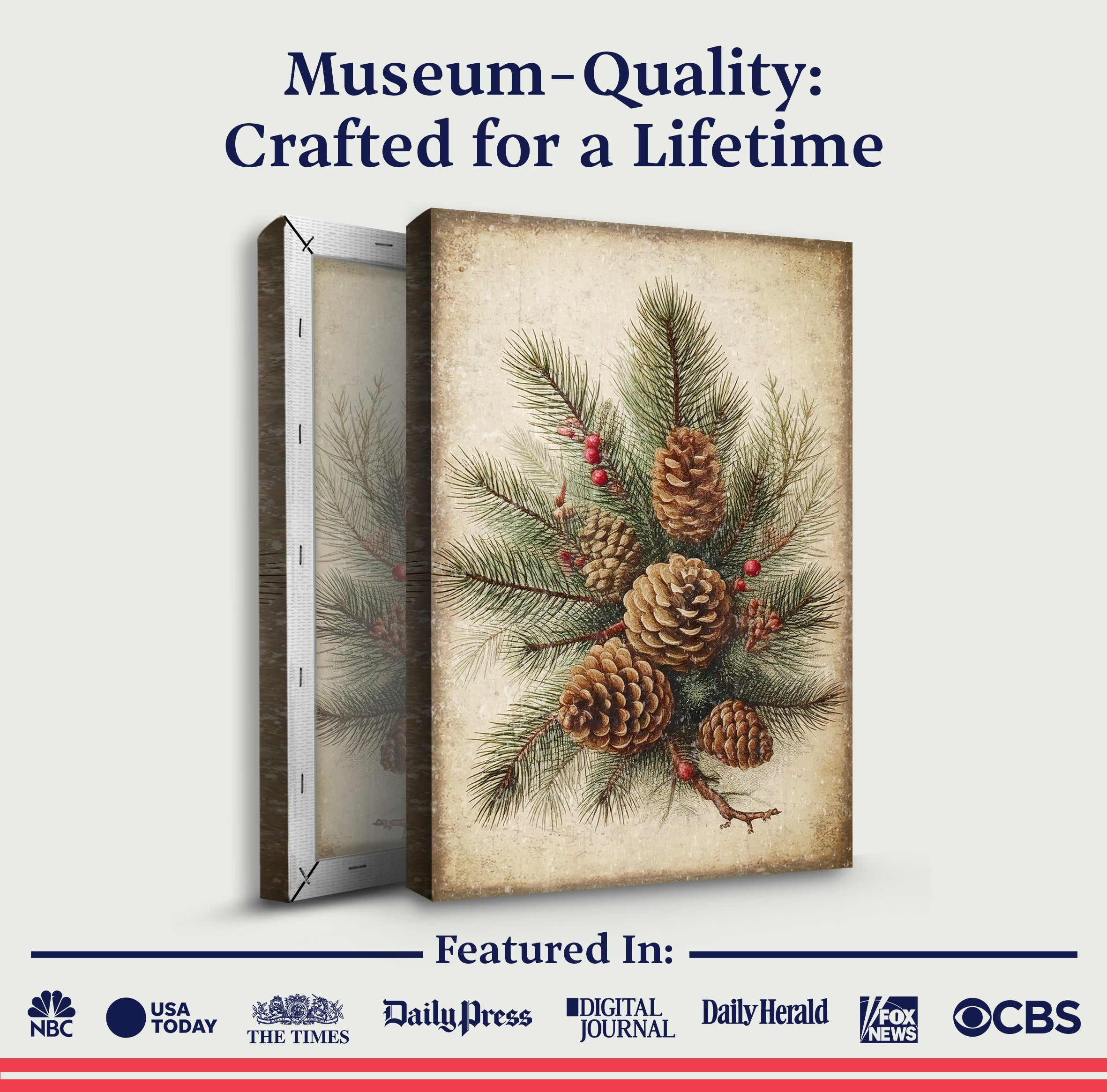 Vintage Winter Pine Cone Christmas Wall Art III on sale at MyriadMart