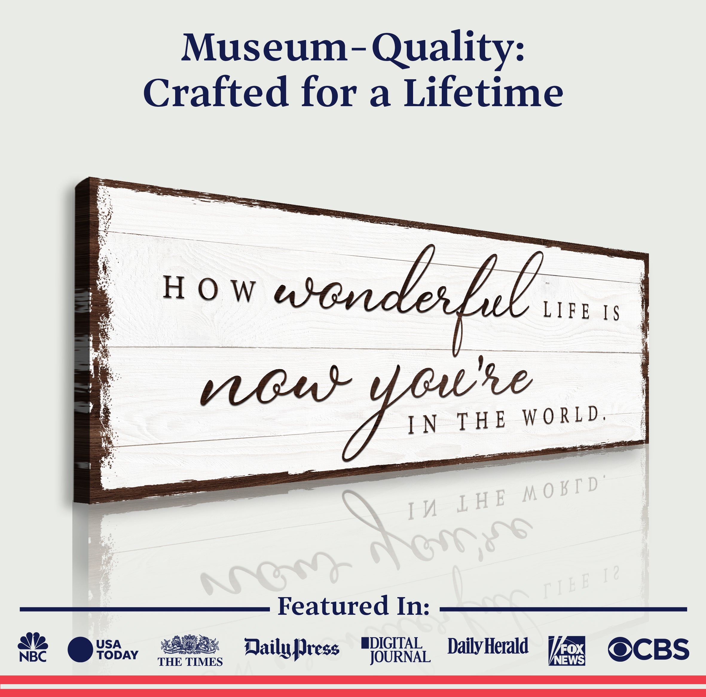 How Wonderful Life Is Now You're In The World Sign IV on sale at MyriadMart