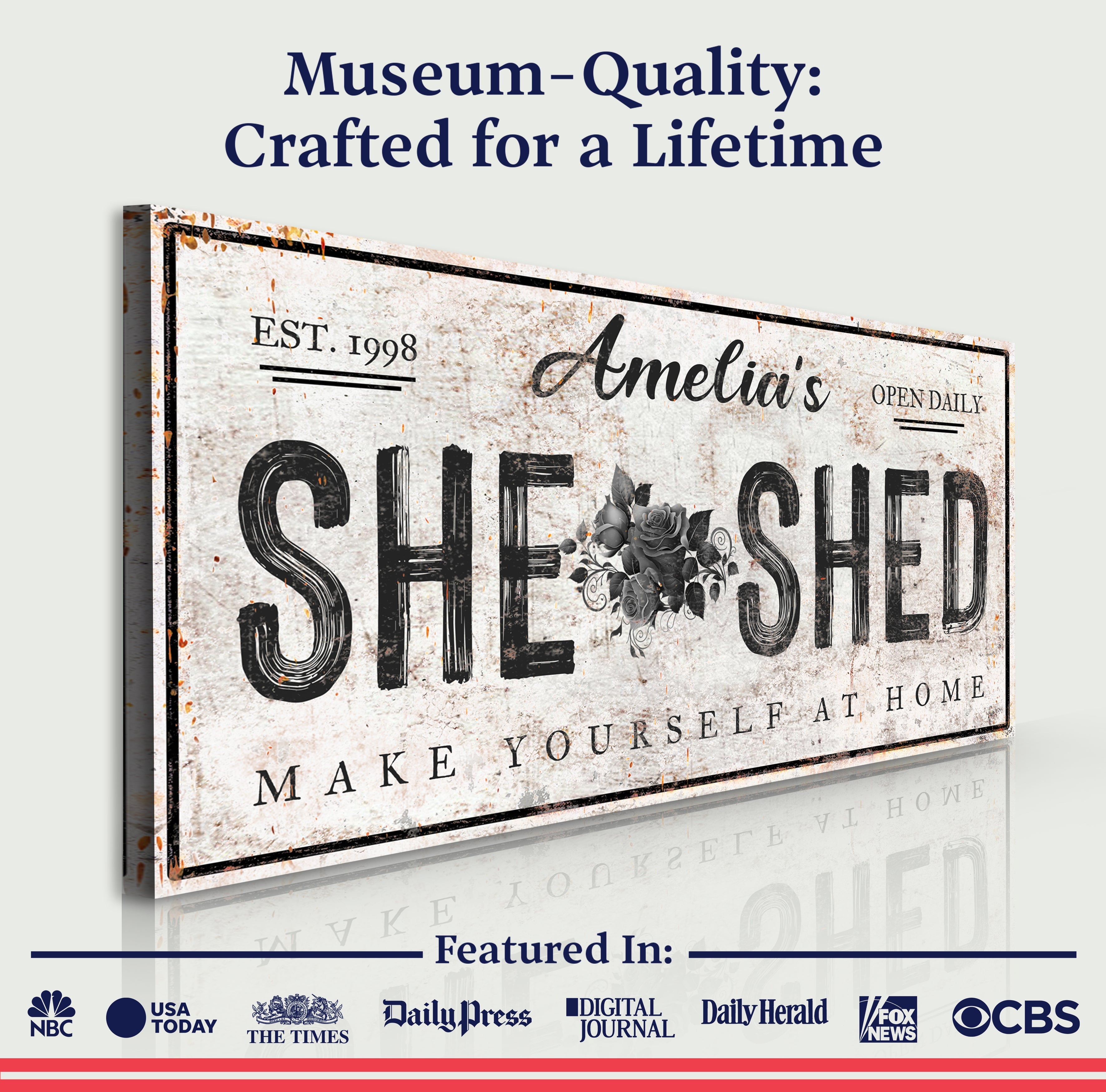 Personalized She Shed Sign XVII on sale at MyriadMart