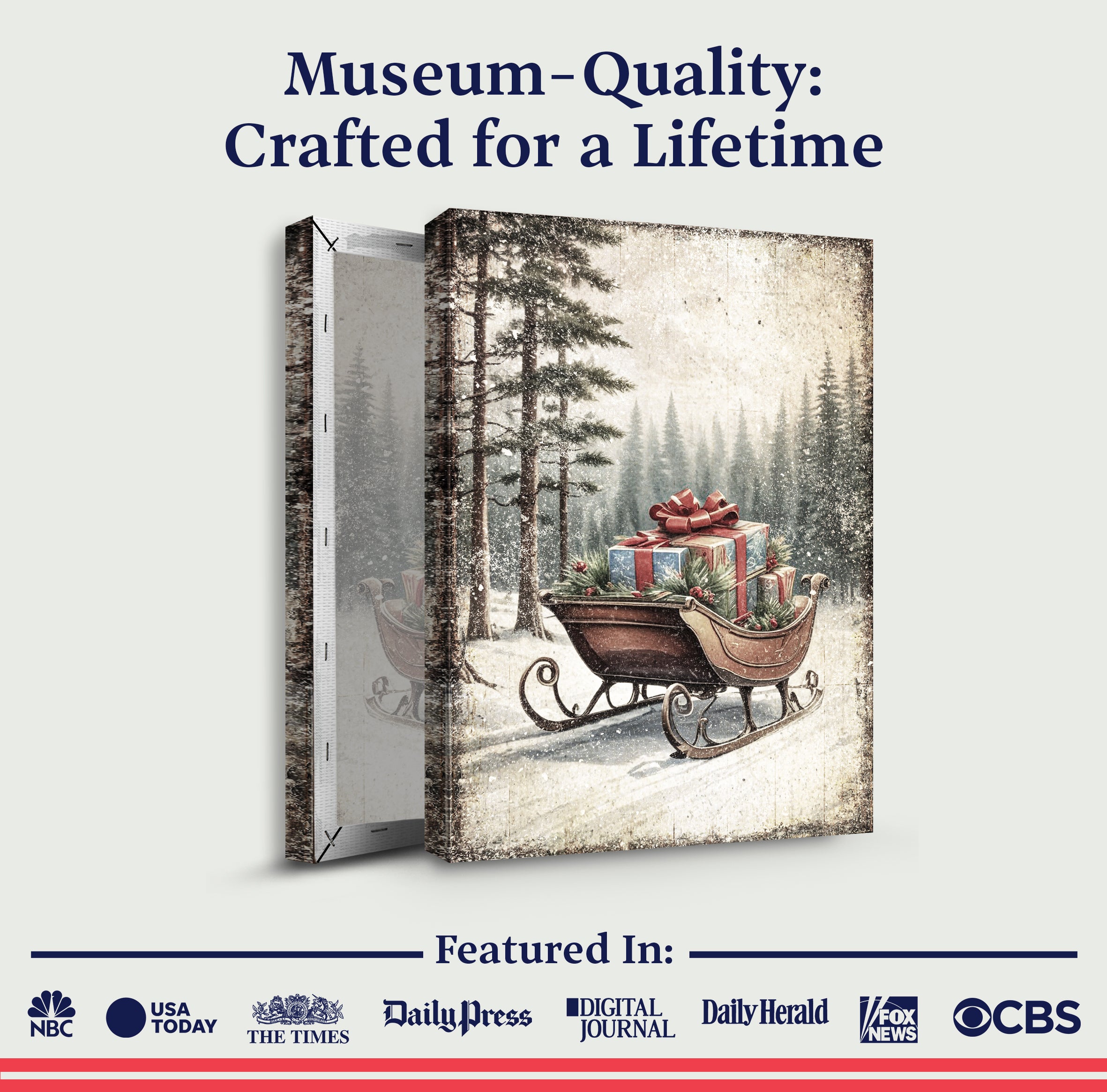 Vintage Christmas Sleigh Sled Wall Art III on sale at MyriadMart