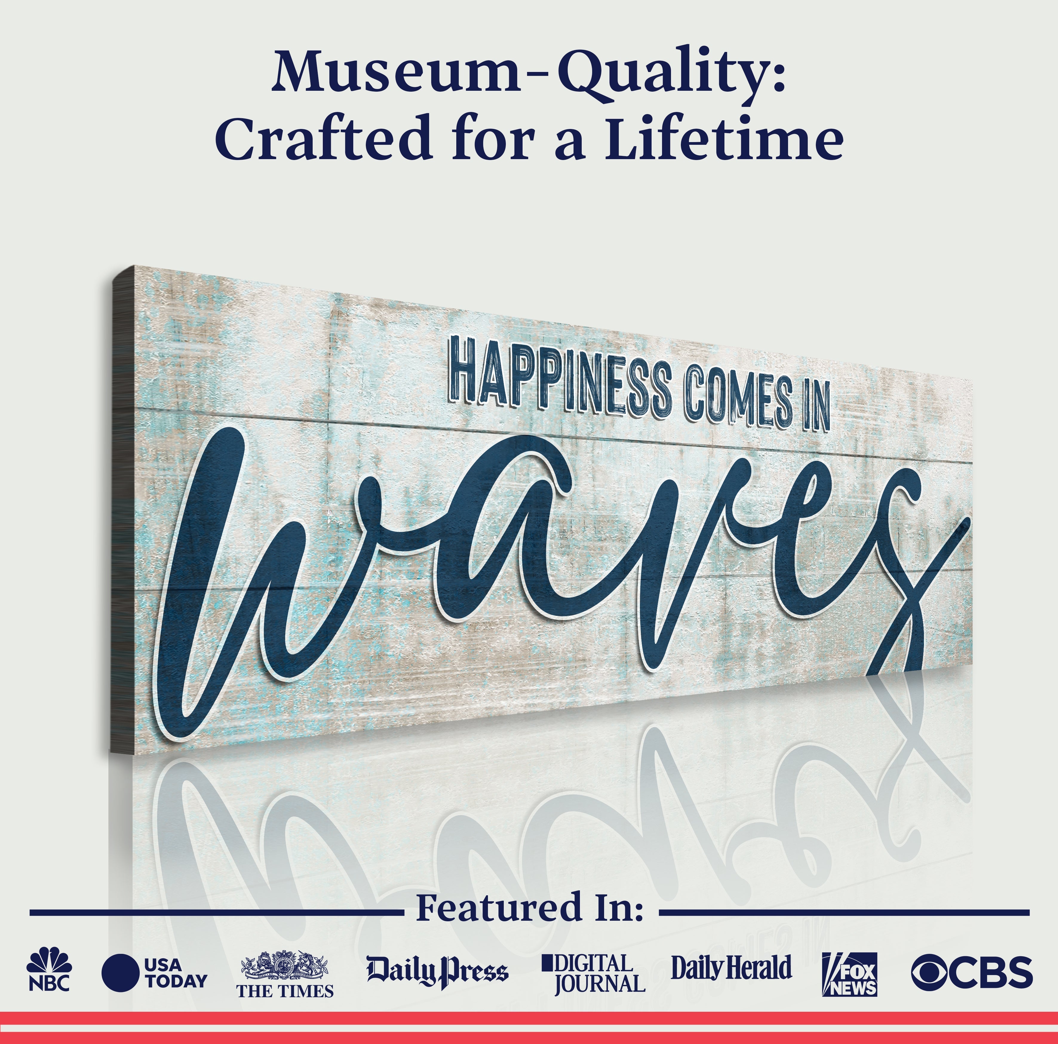 Happiness Comes In Waves Beach Sign on sale at MyriadMart